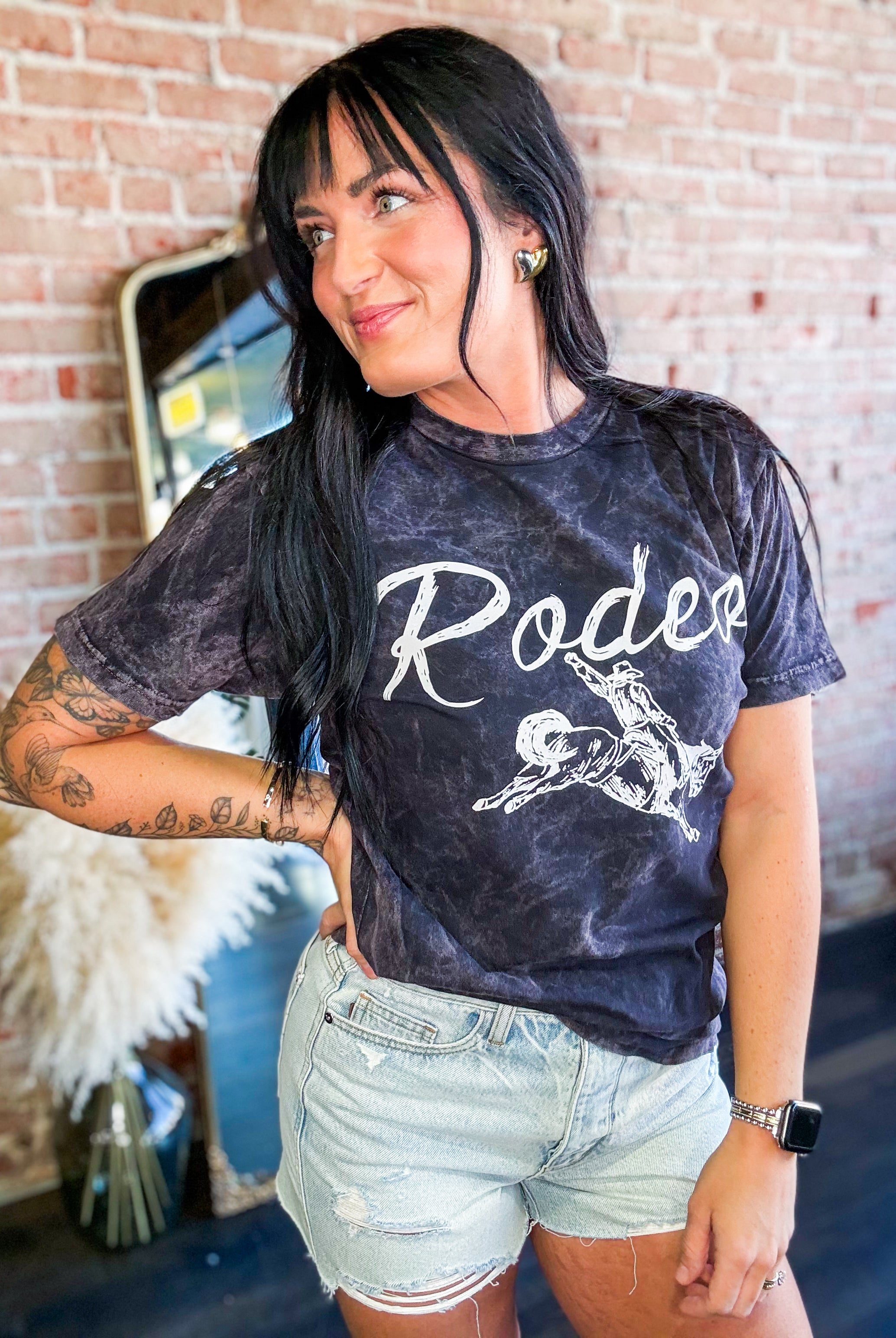 acid wash rodeo graphic tee