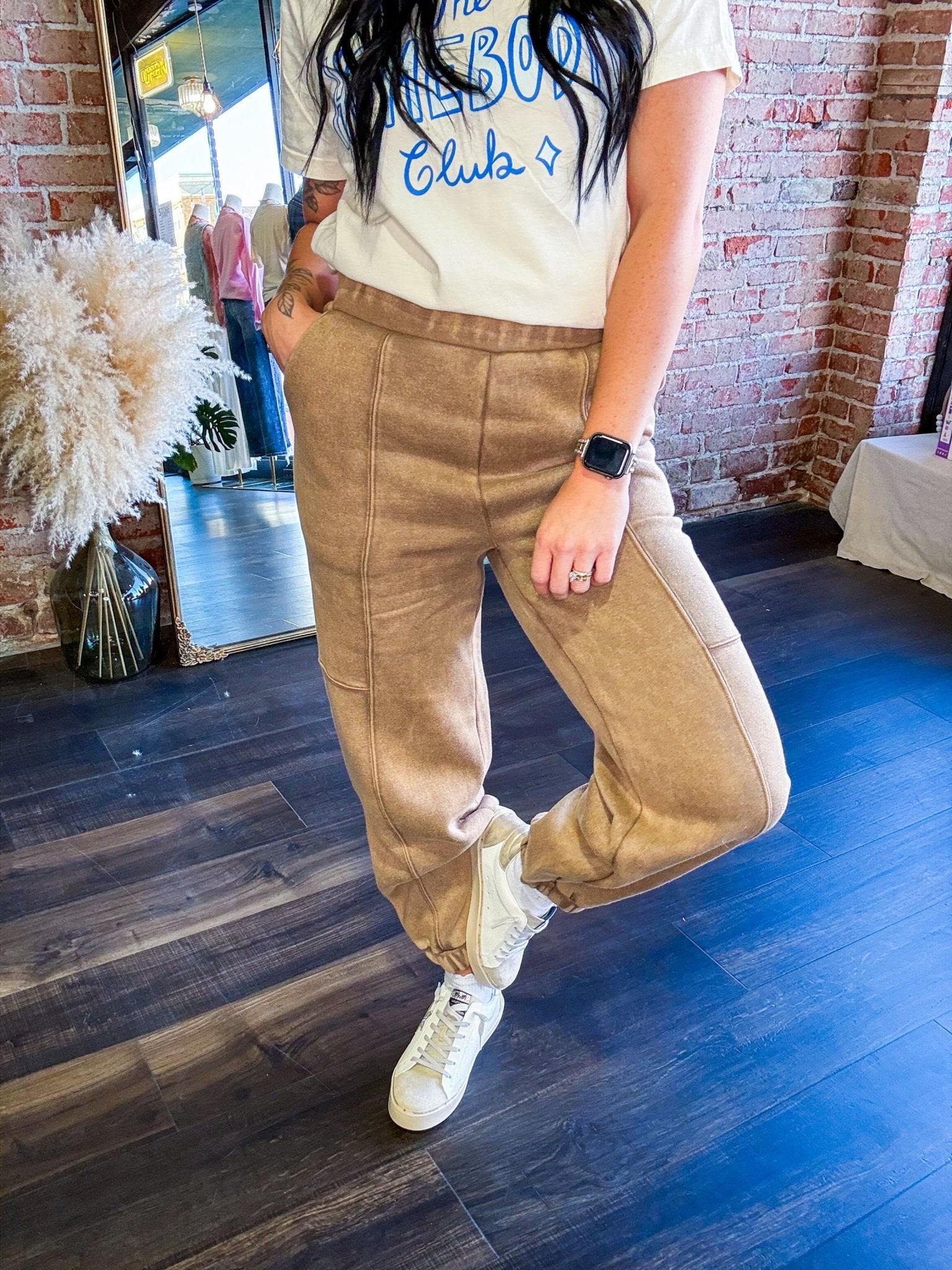 Acid Wash Lounge Joggers | Camel - Southern Chic Tees & Boutique