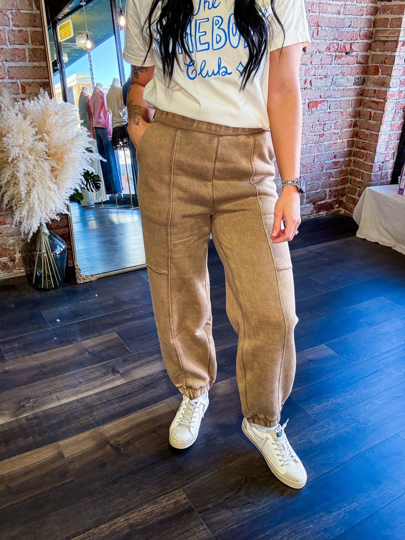 Acid Wash Lounge Joggers | Camel - Southern Chic Tees & Boutique