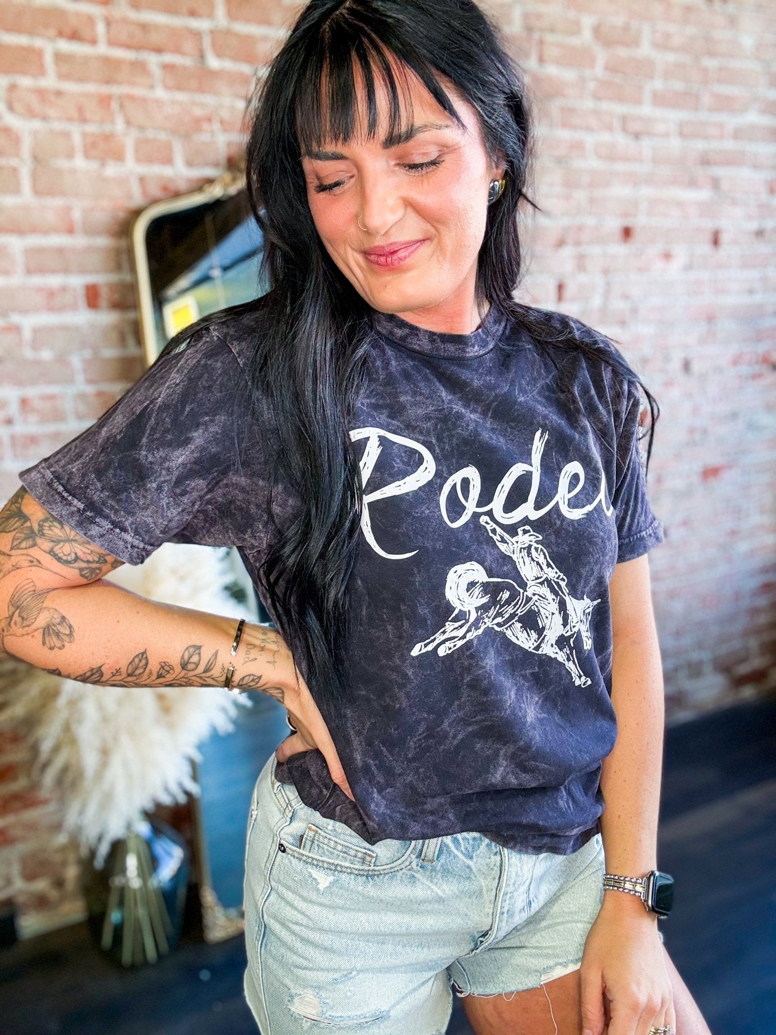 Acid Wash Rodeo Graphic Tee - Trendy Western Cotton T-Shirt - Southern Chic Tees & Boutique