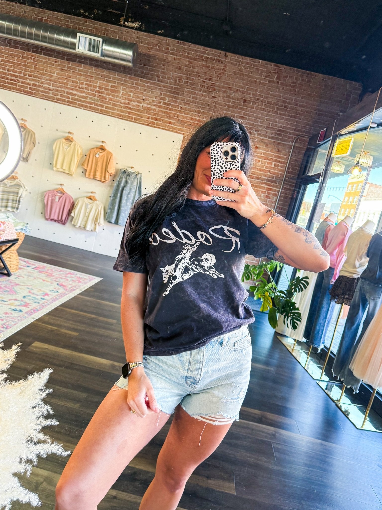 Acid Wash Rodeo Graphic Tee - Trendy Western Cotton T-Shirt - Southern Chic Tees & Boutique