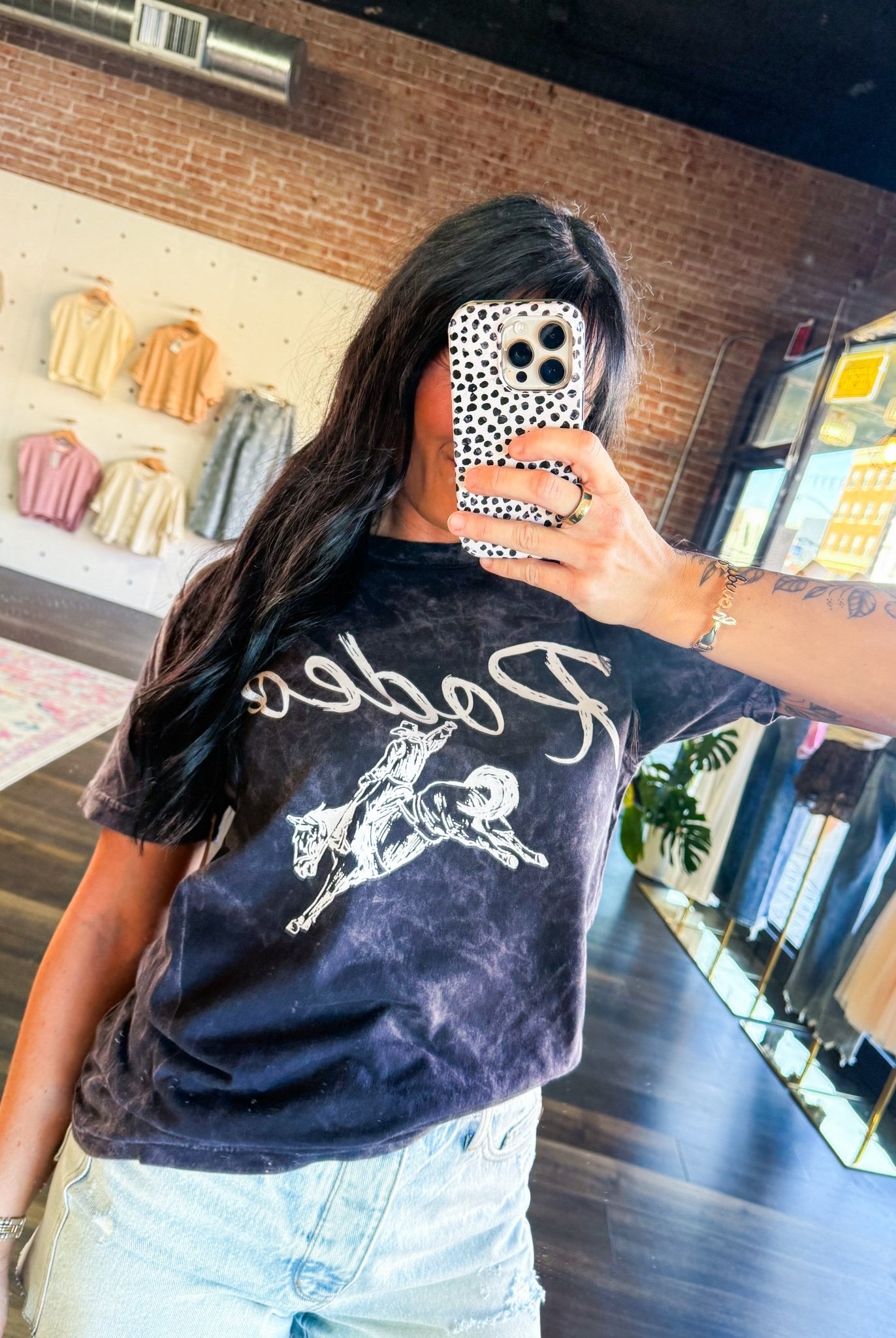 Acid Wash Rodeo Graphic Tee - Trendy Western Cotton T-Shirt - Southern Chic Tees & Boutique