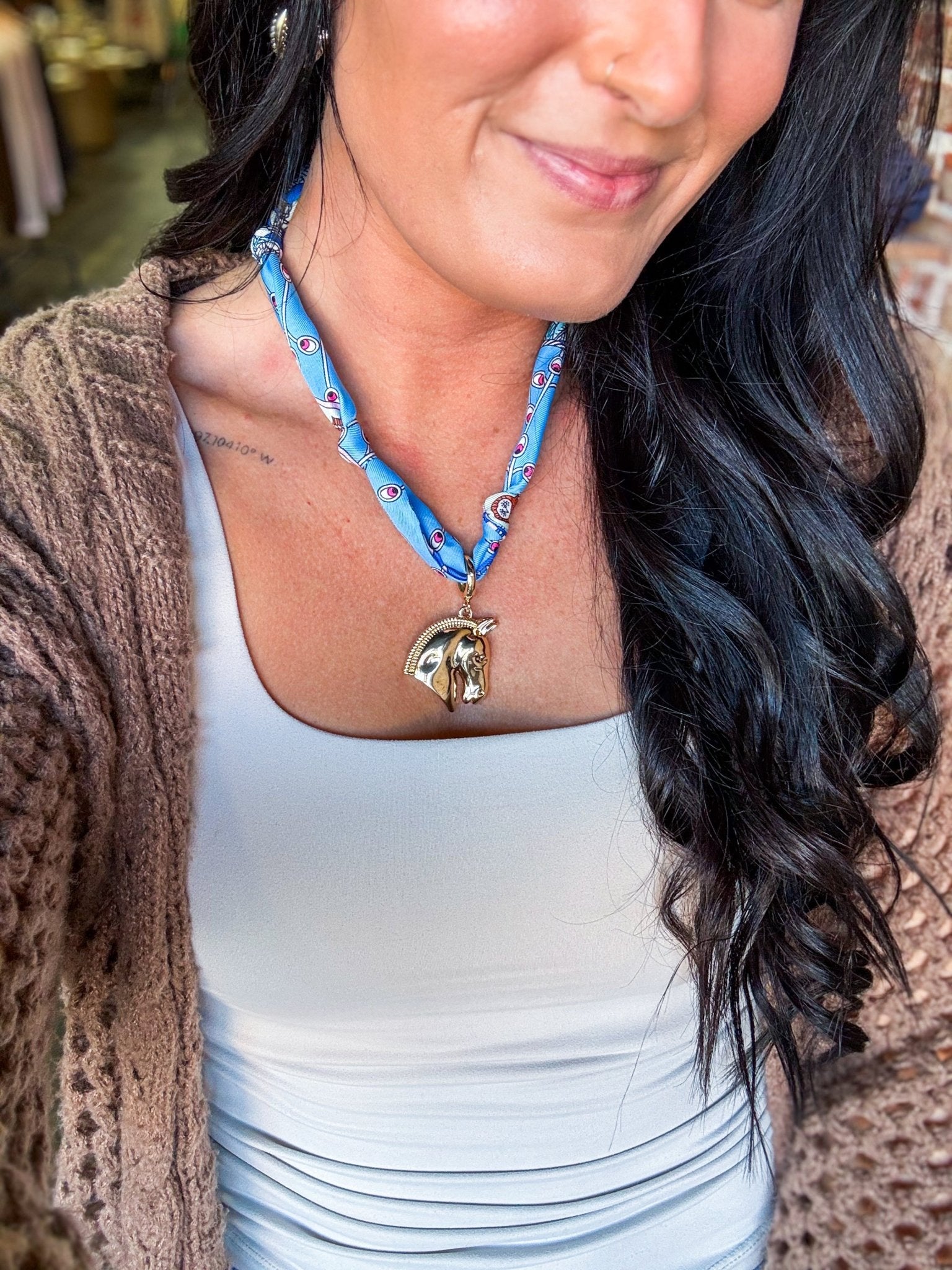 Ash Horse Head Scarf Necklace - Southern Chic Tees & Boutique