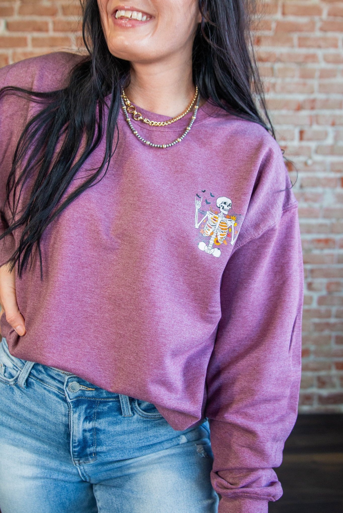 Autumn Leaves Skellie Sweatshirt - Southern Chic Tees & Boutique