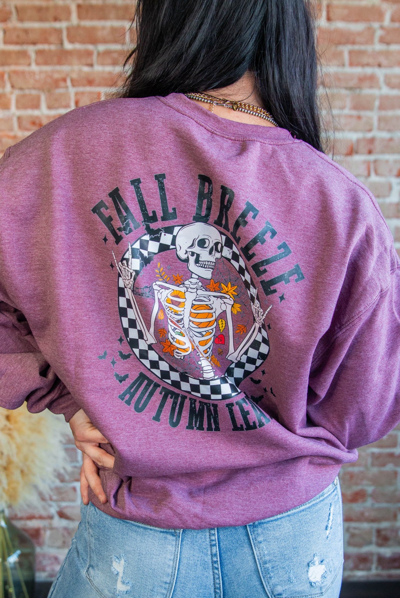 Autumn Leaves Skellie Sweatshirt - Southern Chic Tees & Boutique