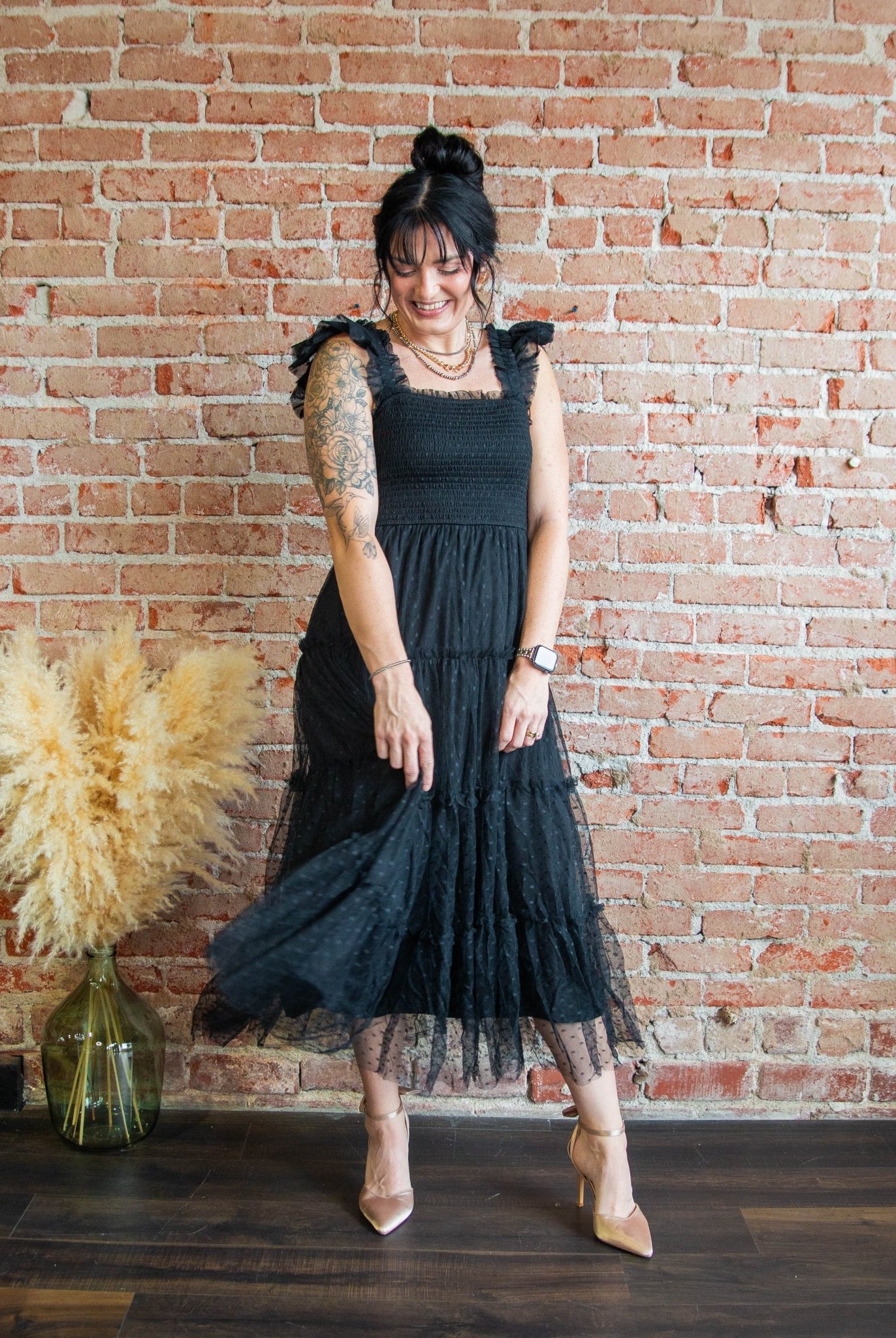 Black Smocked Tiered Midi Dress - Southern Chic Tees & Boutique