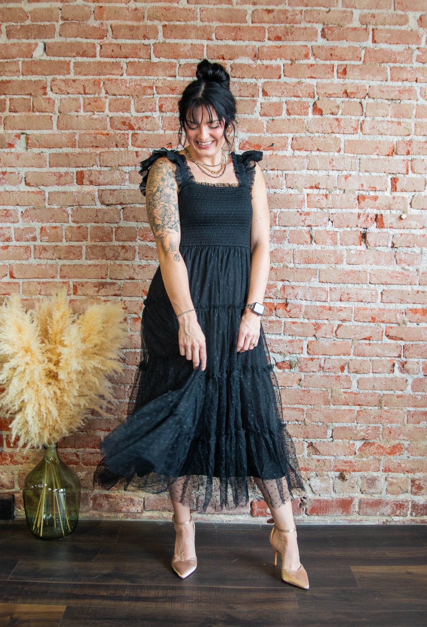 Black Smocked Tiered Midi Dress - Southern Chic Tees & Boutique