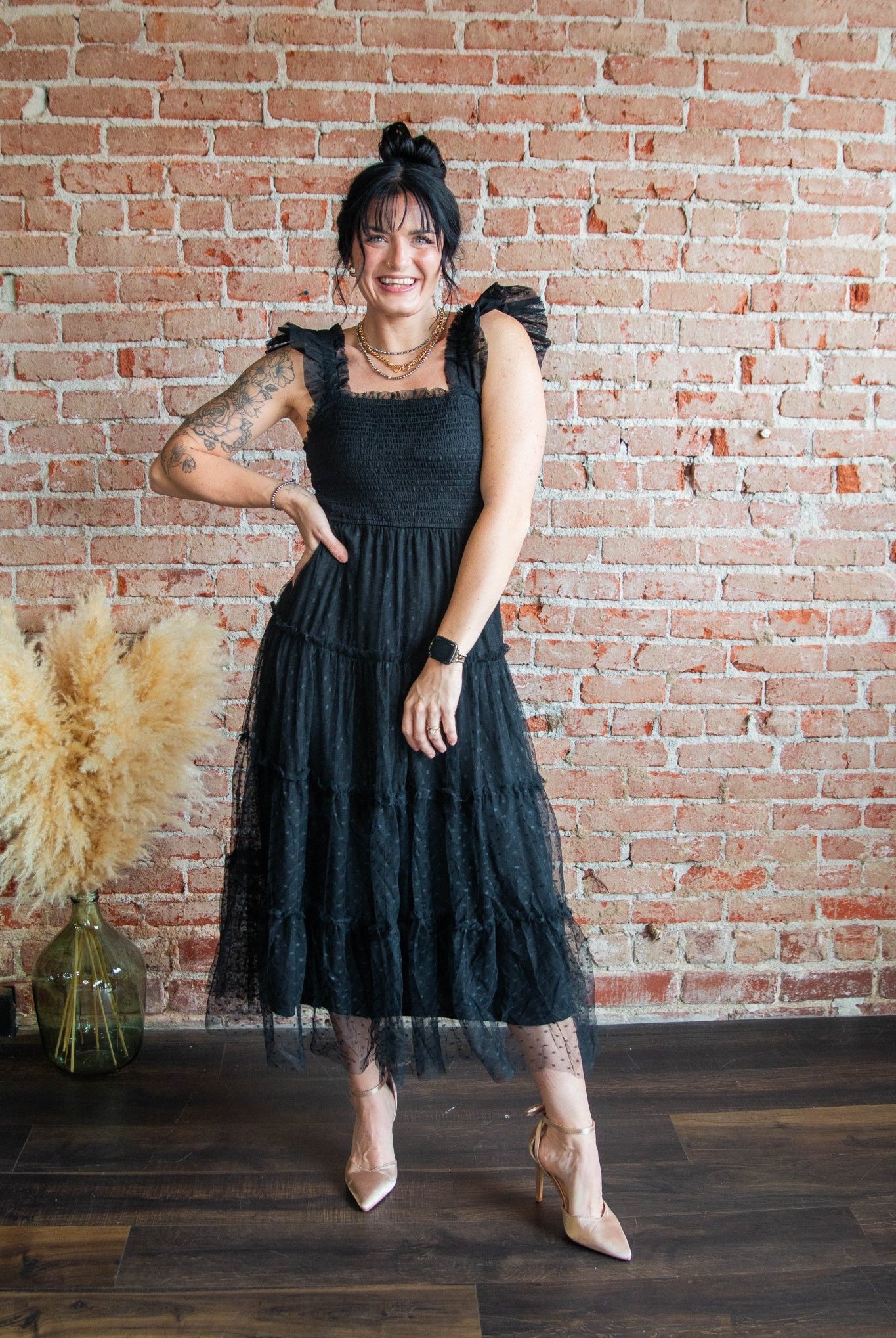 Black Smocked Tiered Midi Dress - Southern Chic Tees & Boutique