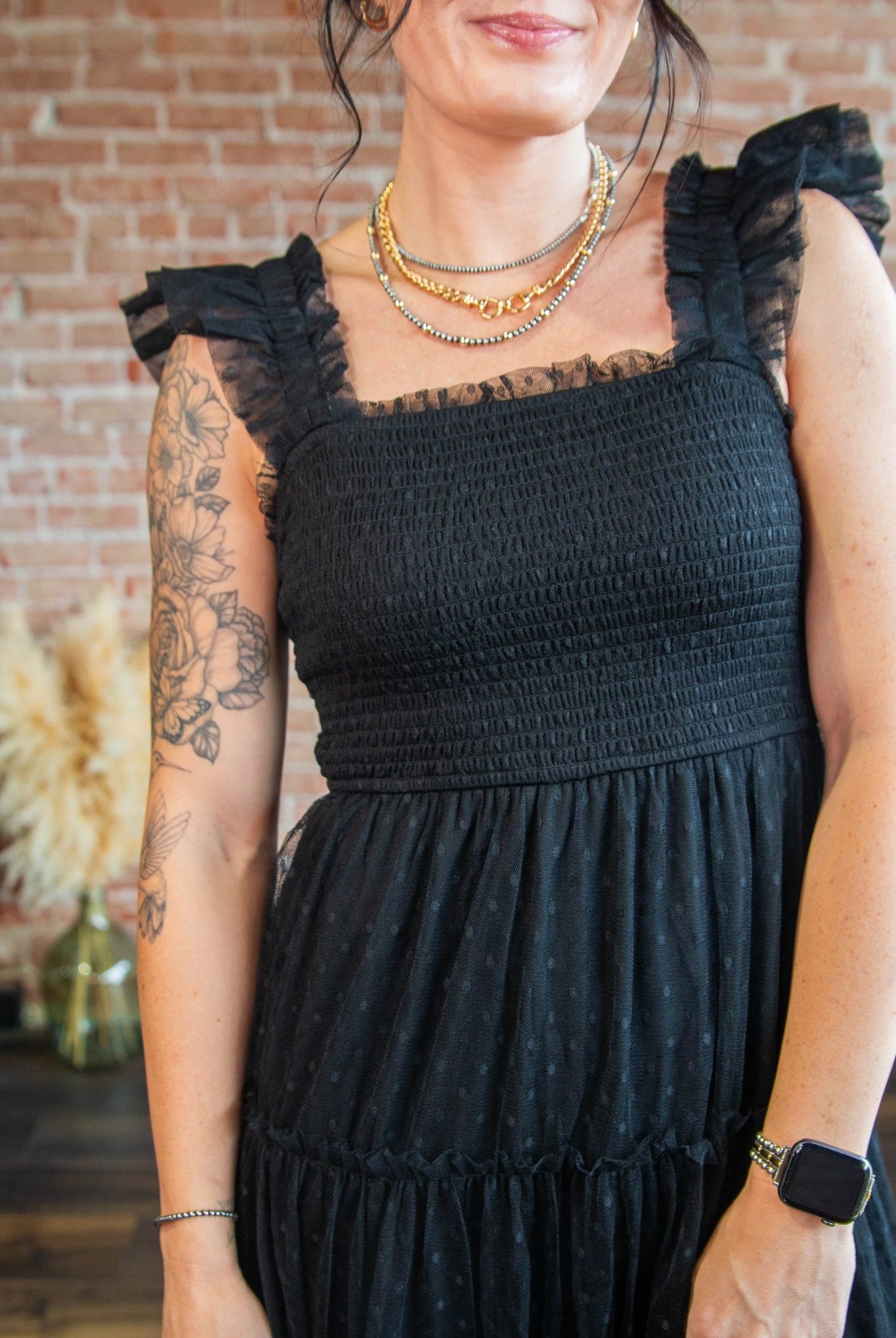 Black Smocked Tiered Midi Dress - Southern Chic Tees & Boutique