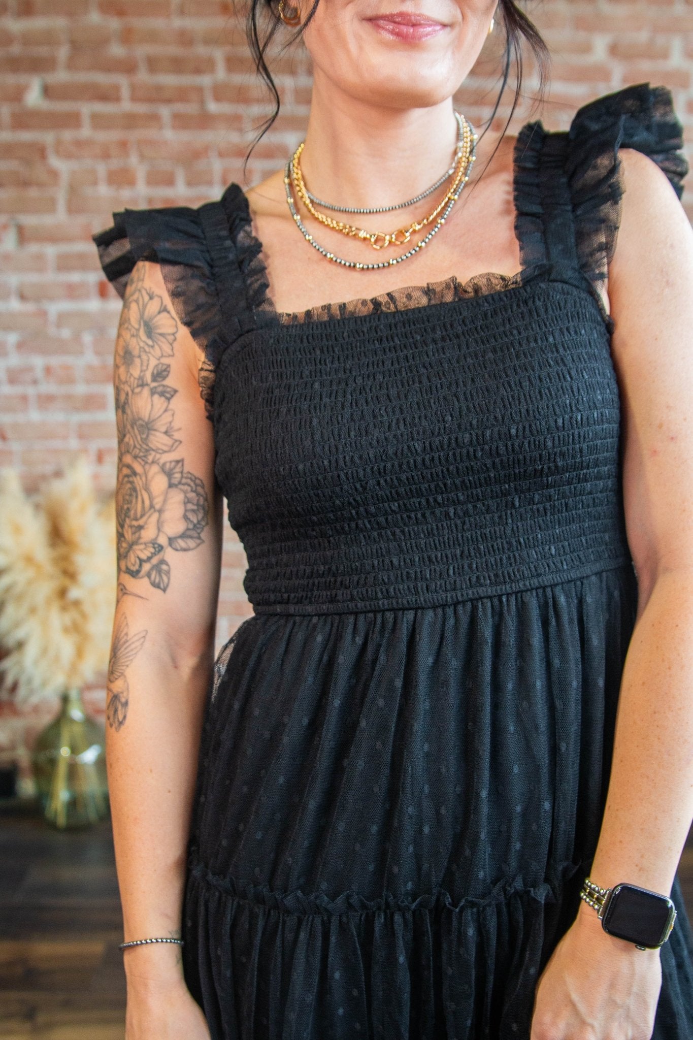 Black Smocked Tiered Midi Dress - Southern Chic Tees & Boutique