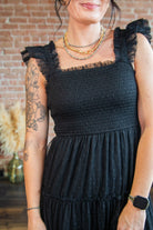 Black Smocked Tiered Midi Dress - Southern Chic Tees & Boutique