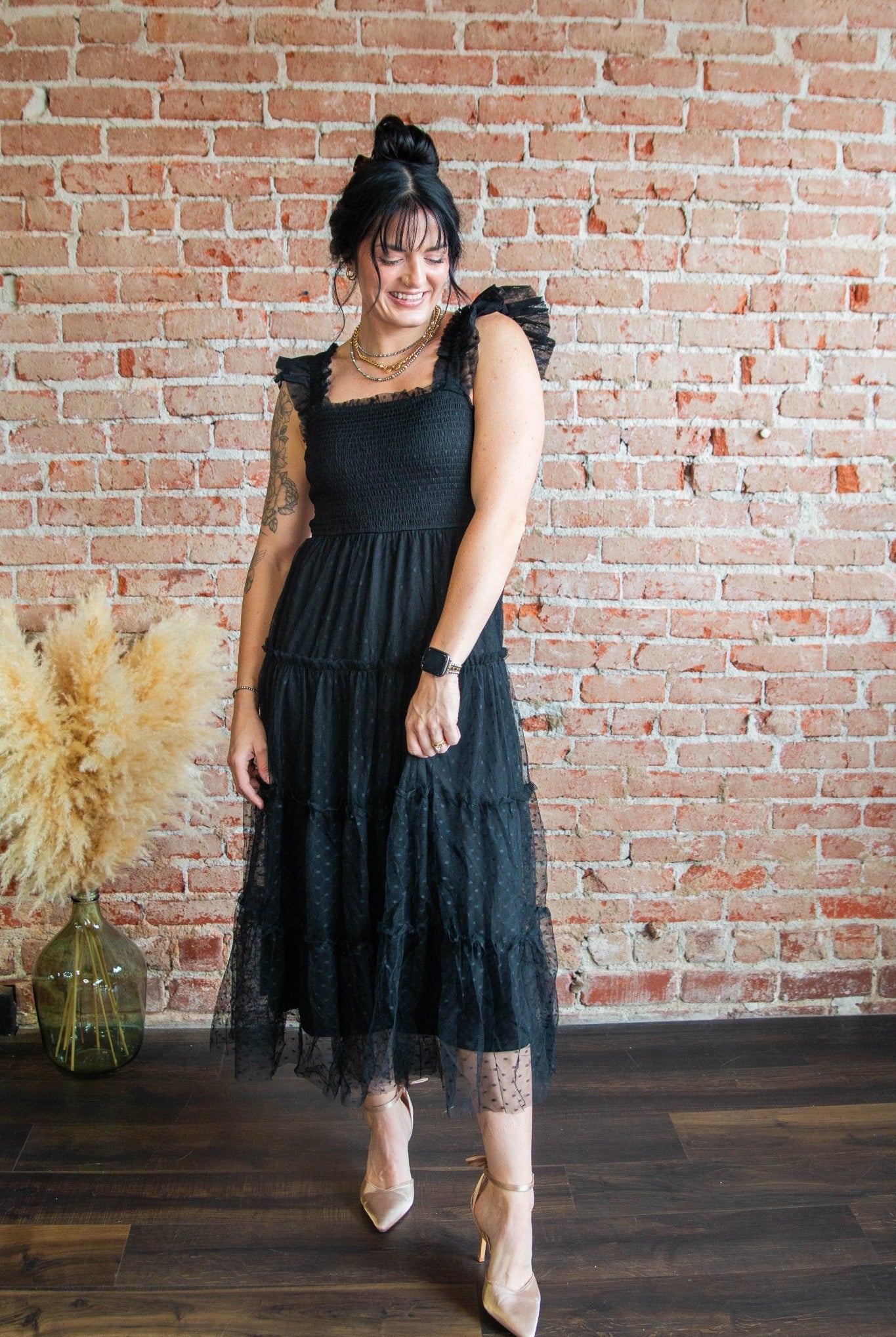 Black Smocked Tiered Midi Dress - Southern Chic Tees & Boutique