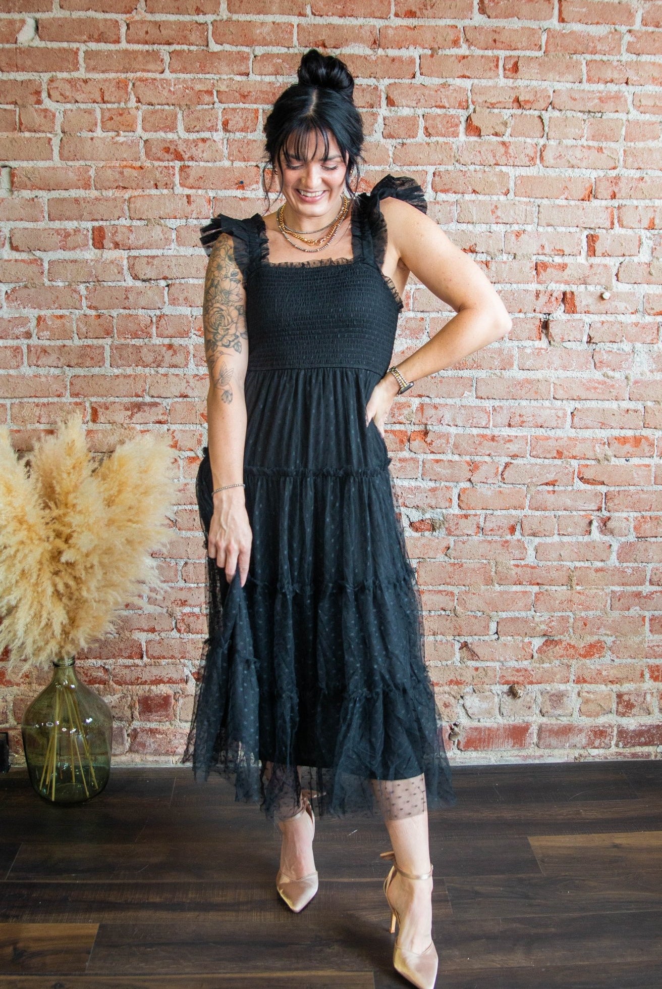 Black Smocked Tiered Midi Dress - Southern Chic Tees & Boutique