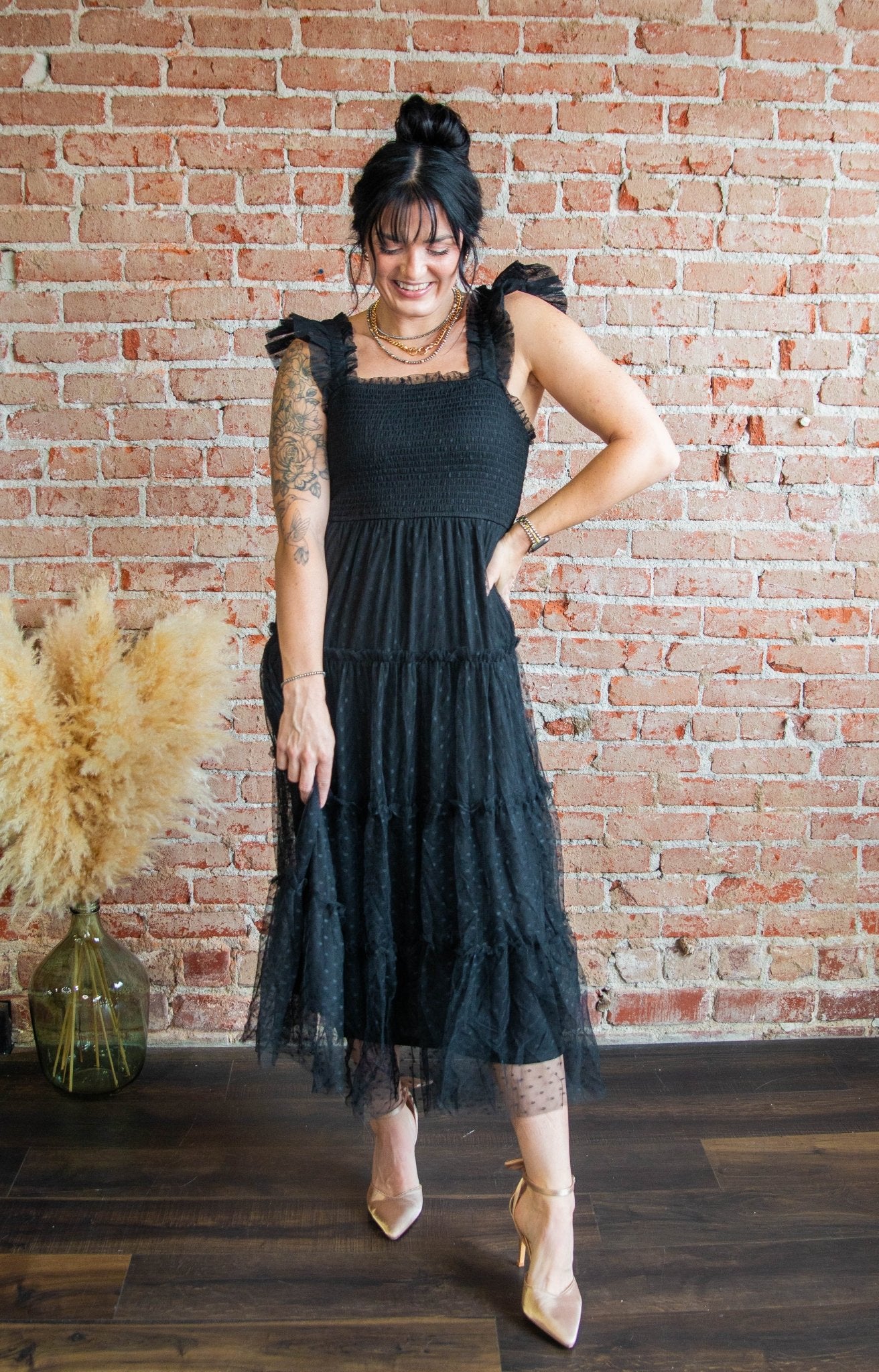 Black Smocked Tiered Midi Dress - Southern Chic Tees & Boutique