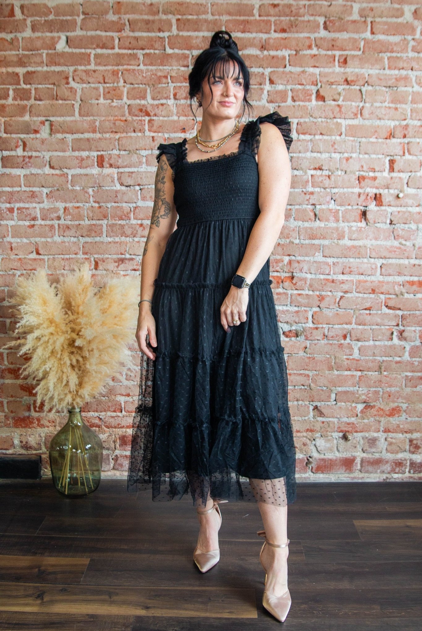 Black Smocked Tiered Midi Dress - Southern Chic Tees & Boutique
