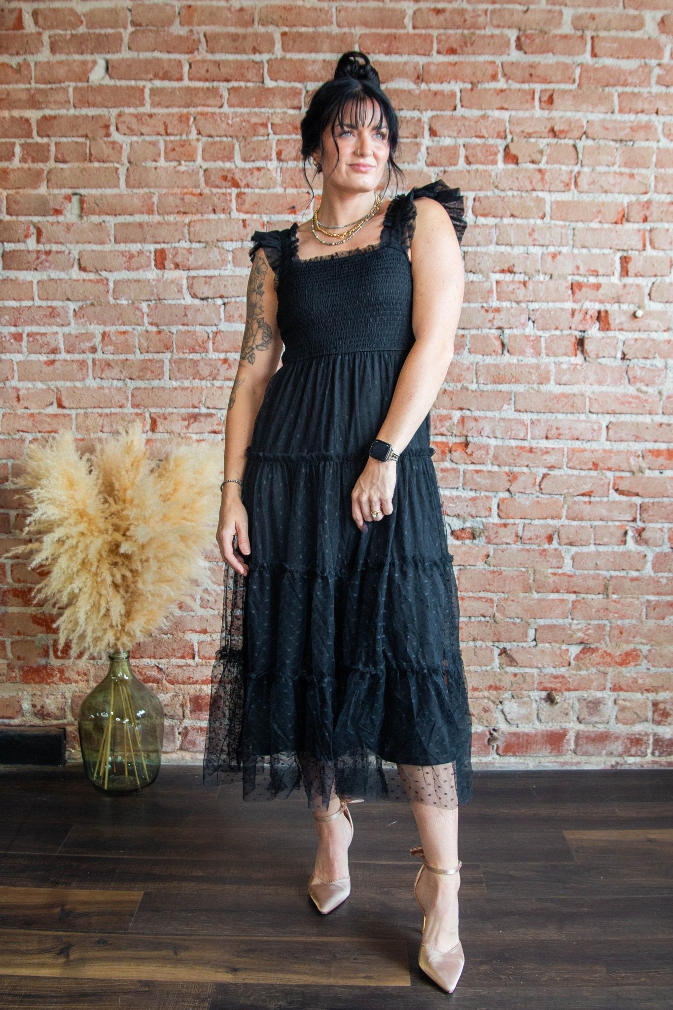 Black Smocked Tiered Midi Dress - Southern Chic Tees & Boutique