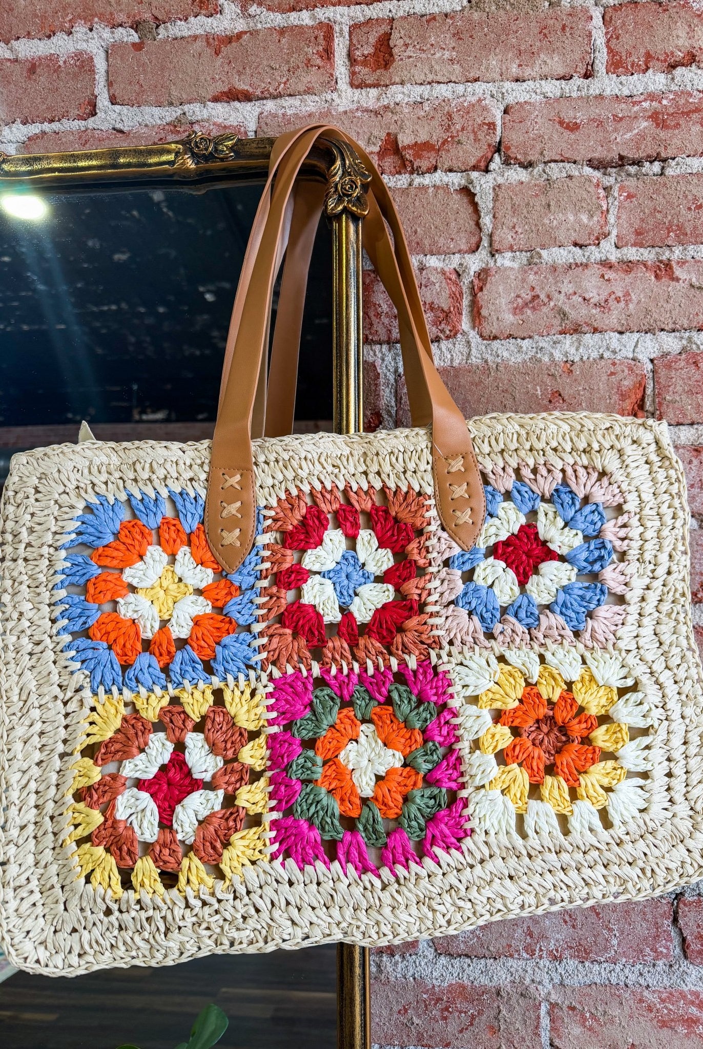 Boho Granny Square Bag | Hand - Knit Crochet Tote - Southern Chic Tees & Boutique