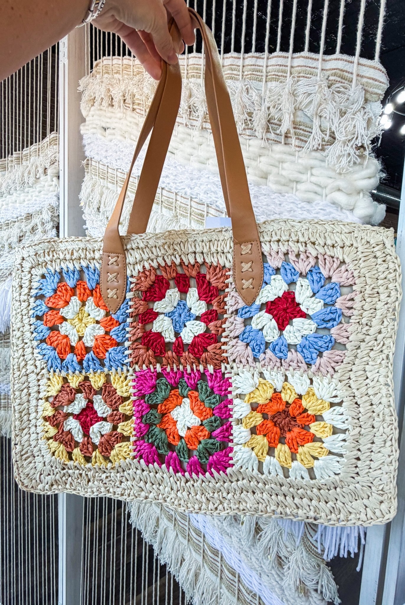 Boho Granny Square Bag | Hand - Knit Crochet Tote - Southern Chic Tees & Boutique