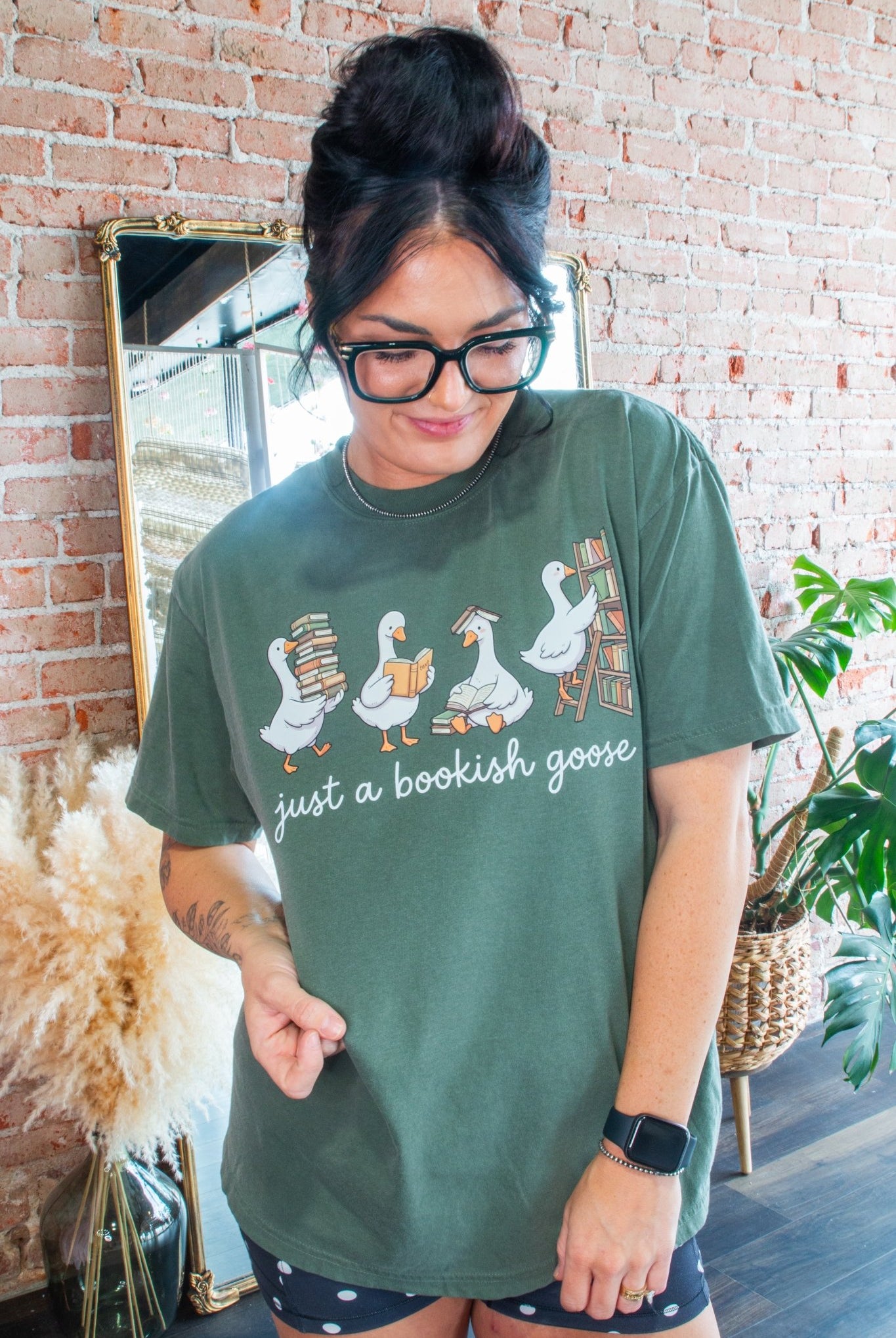 Bookish Goose Comfort Colors Tee - Whimsical Reader Graphic Shirt - Southern Chic Tees & Boutique