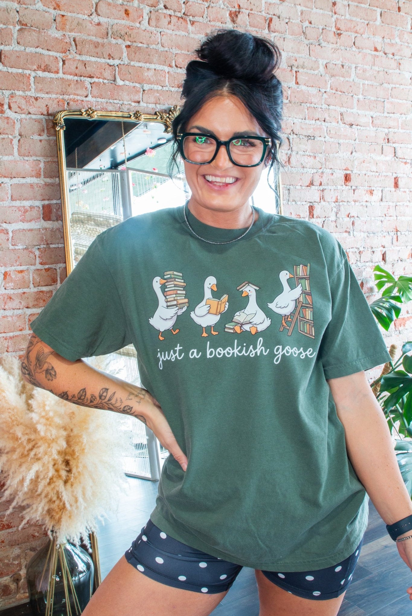 Bookish Goose Comfort Colors Tee - Whimsical Reader Graphic Shirt - Southern Chic Tees & Boutique