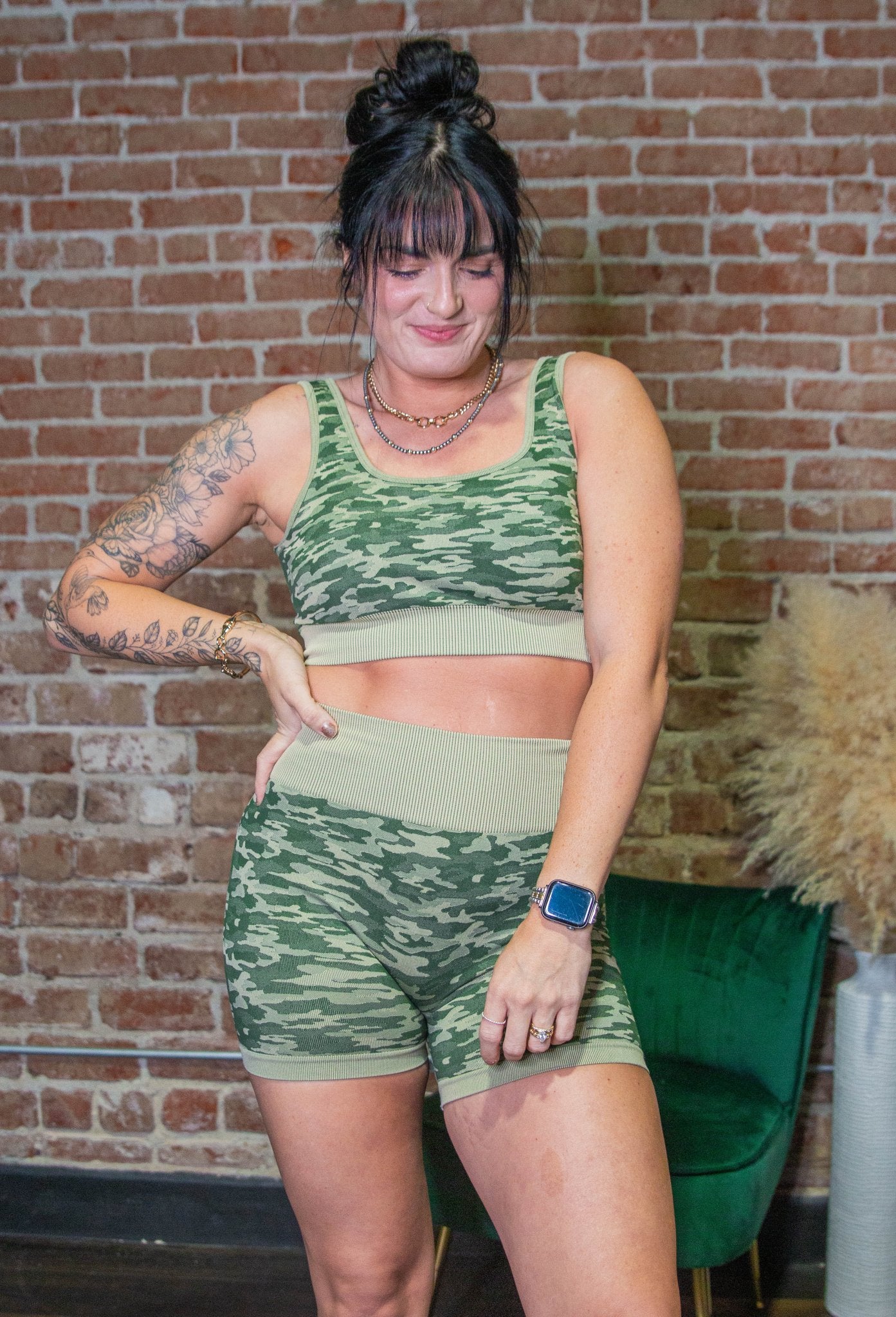 Camo Bra & Biker Short Set - Southern Chic Tees & Boutique