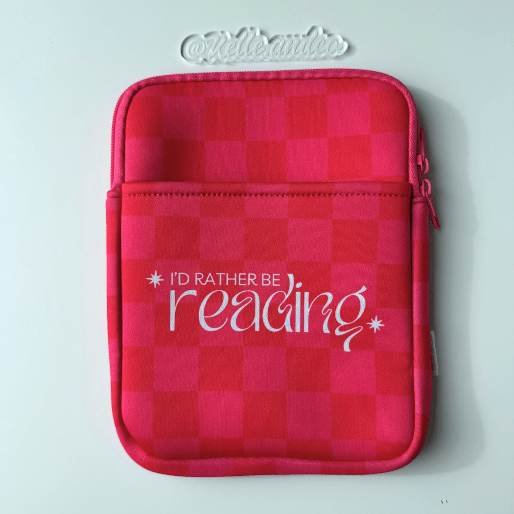 Checker I'd Rather Be Reading Kindle Sleeve Pouch - Southern Chic Tees & Boutique