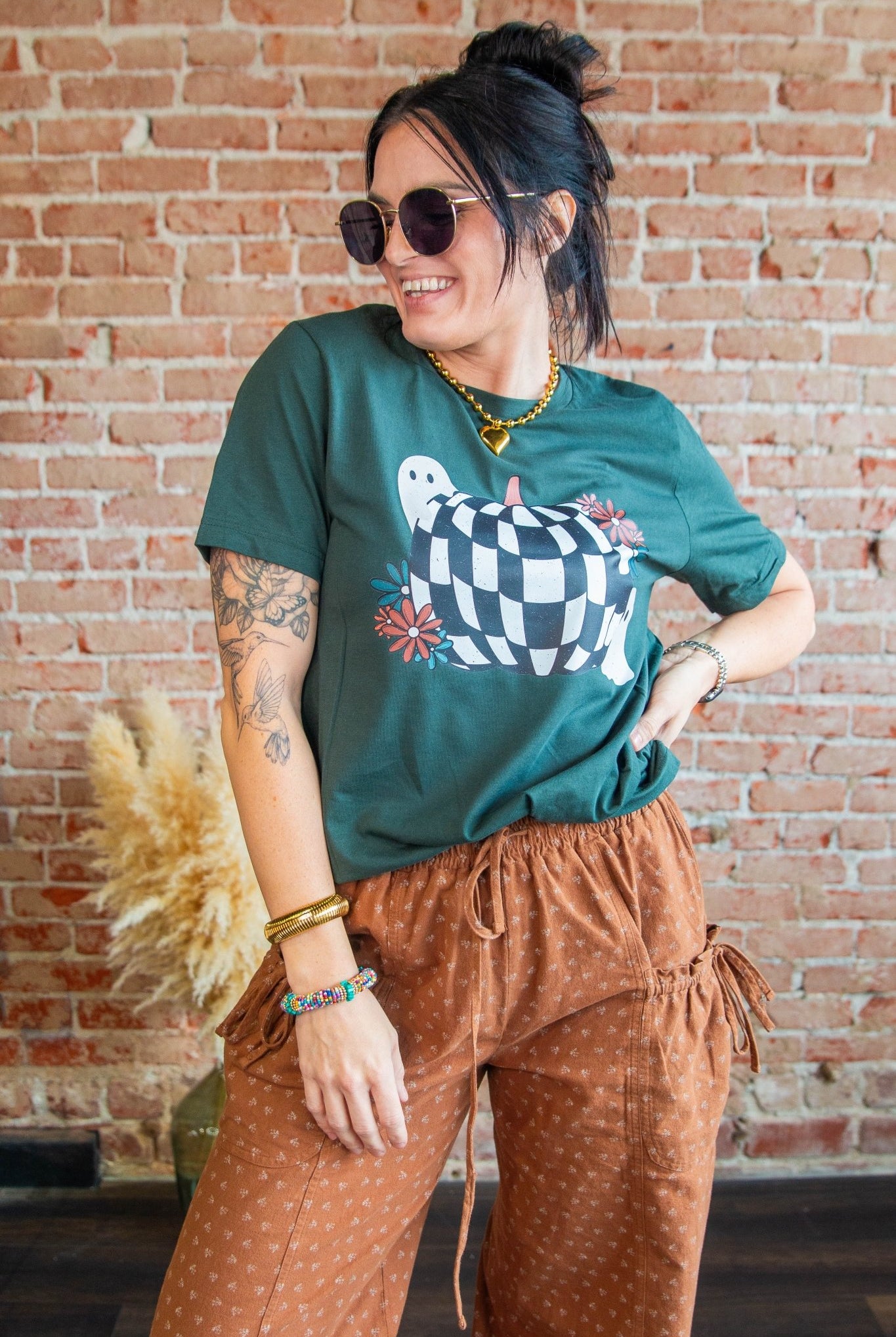 Checkered Pumpkin Graphic Tee - Southern Chic Tees & Boutique