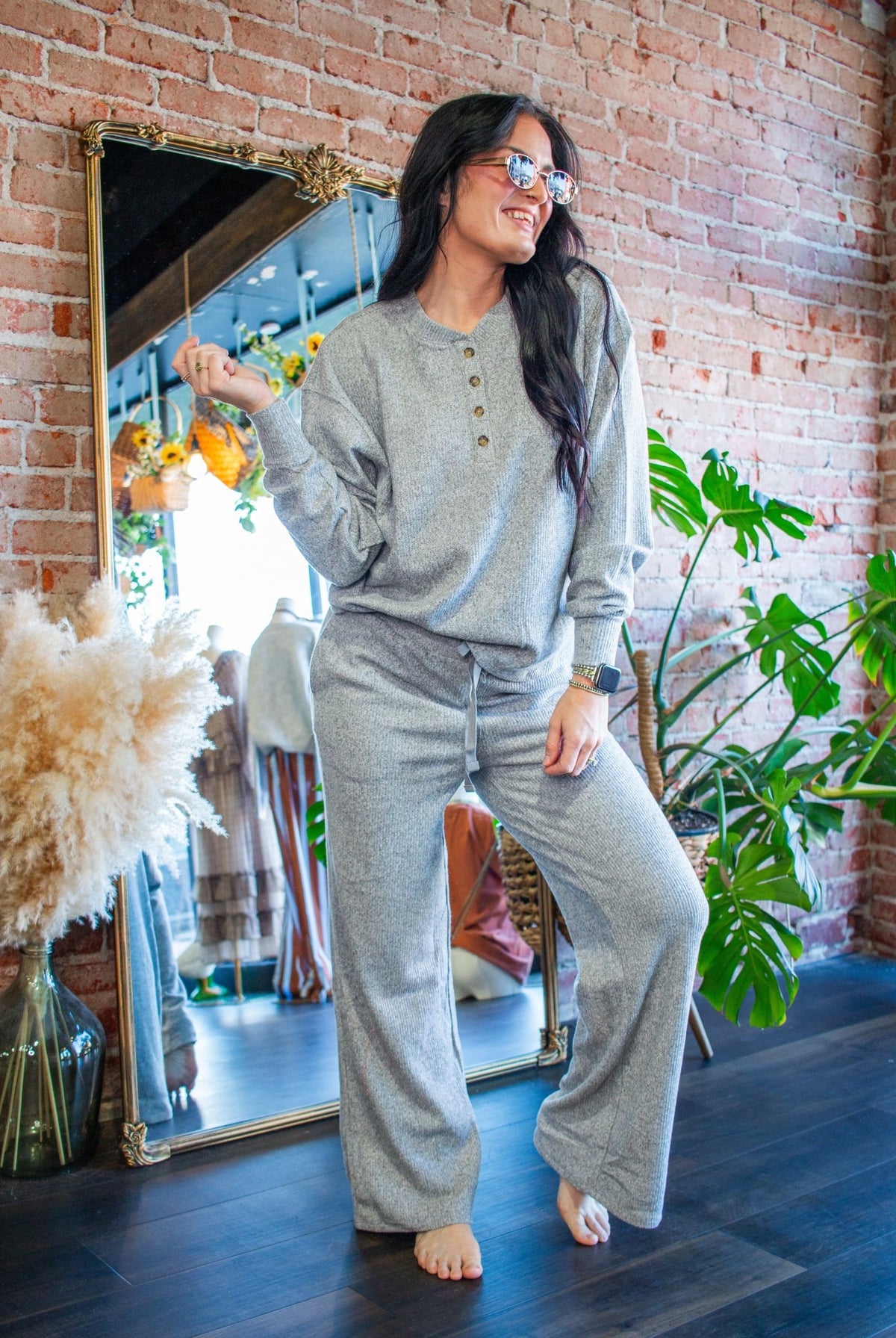 Cloud Soft Brushed Waffle Henley - Southern Chic Tees & Boutique