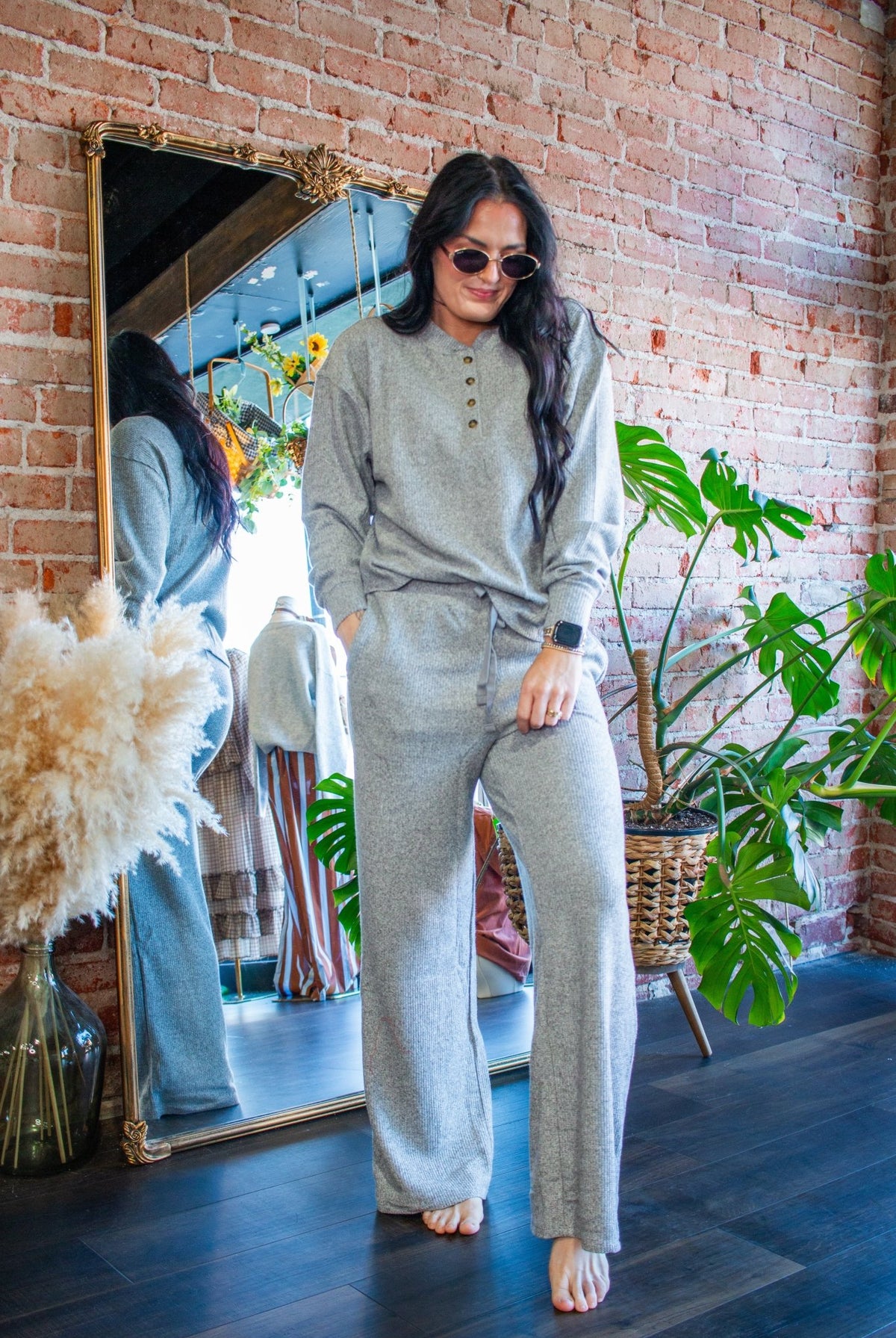 Cloud-Soft Brushed Waffle Wide-Leg Lounge Pants - Southern Chic Tees & Boutique