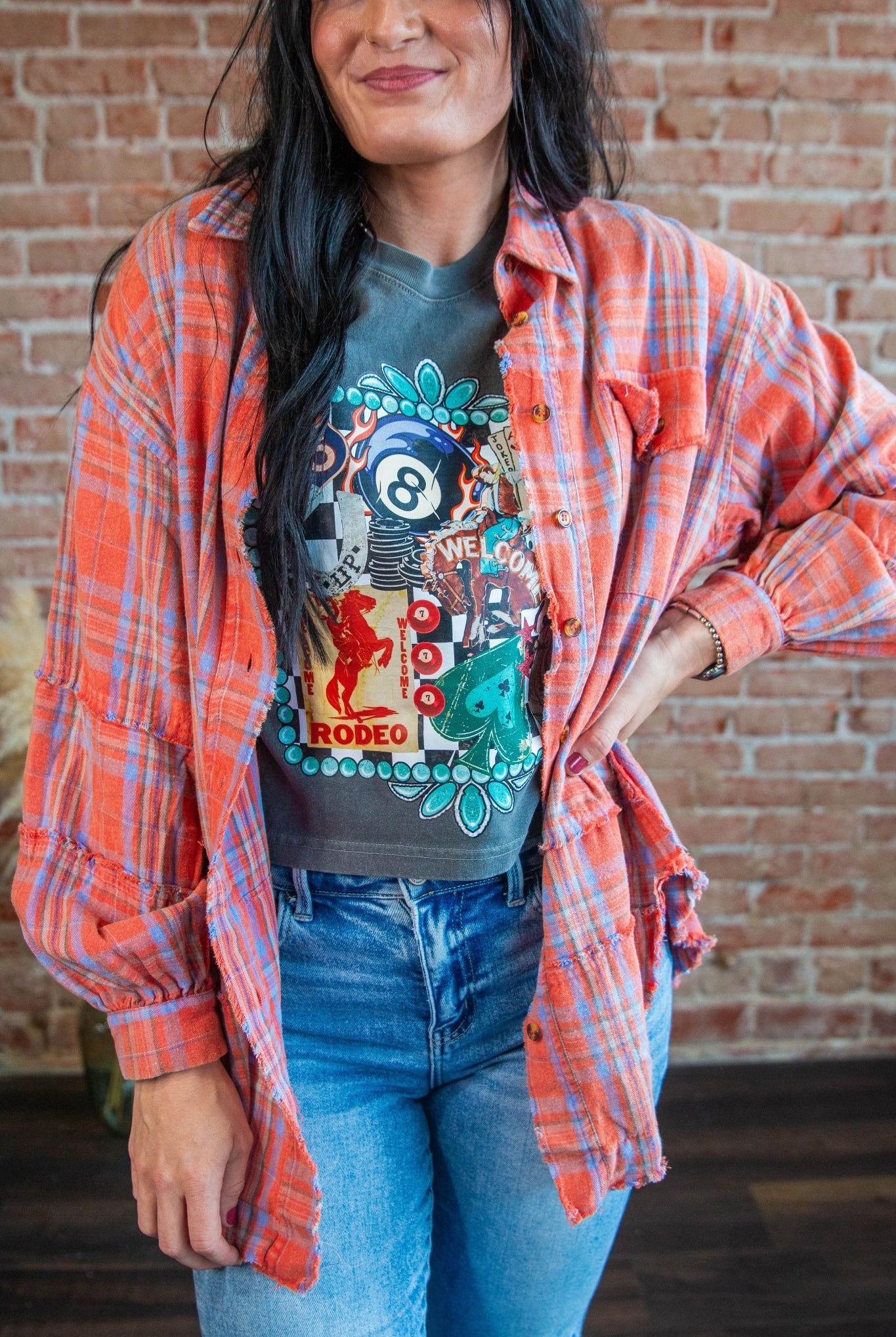 Coral Mineral Wash Plaid Flannel - Southern Chic Tees & Boutique