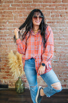 Coral Mineral Wash Plaid Flannel - Southern Chic Tees & Boutique