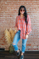 Coral Mineral Wash Plaid Flannel - Southern Chic Tees & Boutique