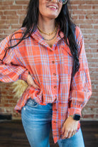 Coral Mineral Wash Plaid Flannel - Southern Chic Tees & Boutique