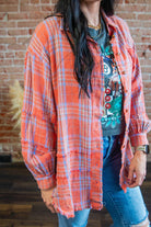 Coral Mineral Wash Plaid Flannel - Southern Chic Tees & Boutique