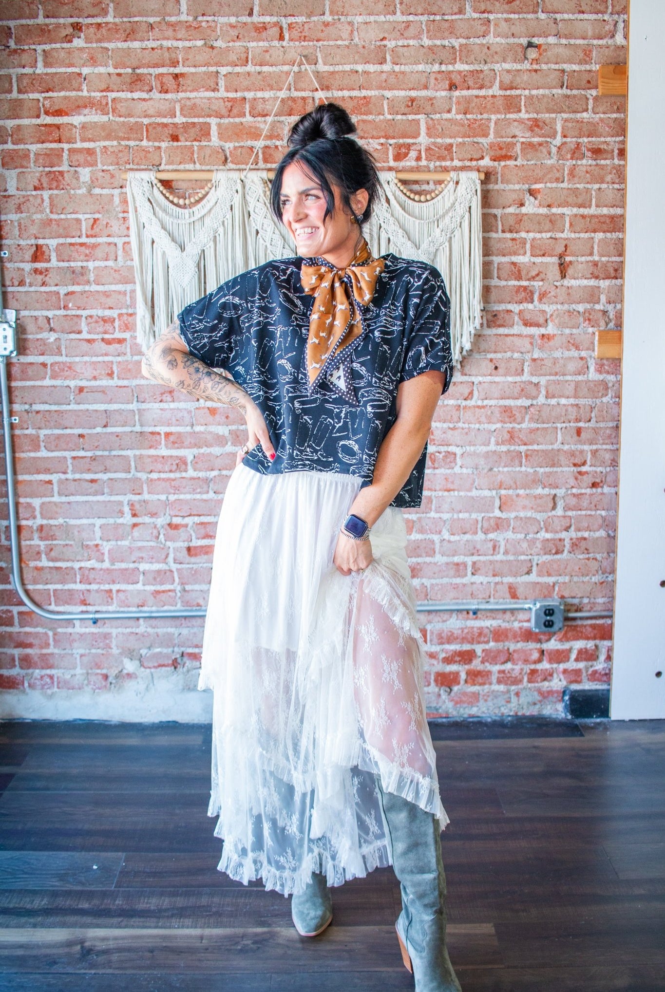 COWBOY CONSTELLATIONS: Custom Textured Burnout Crop Top - Southern Chic Tees & Boutique
