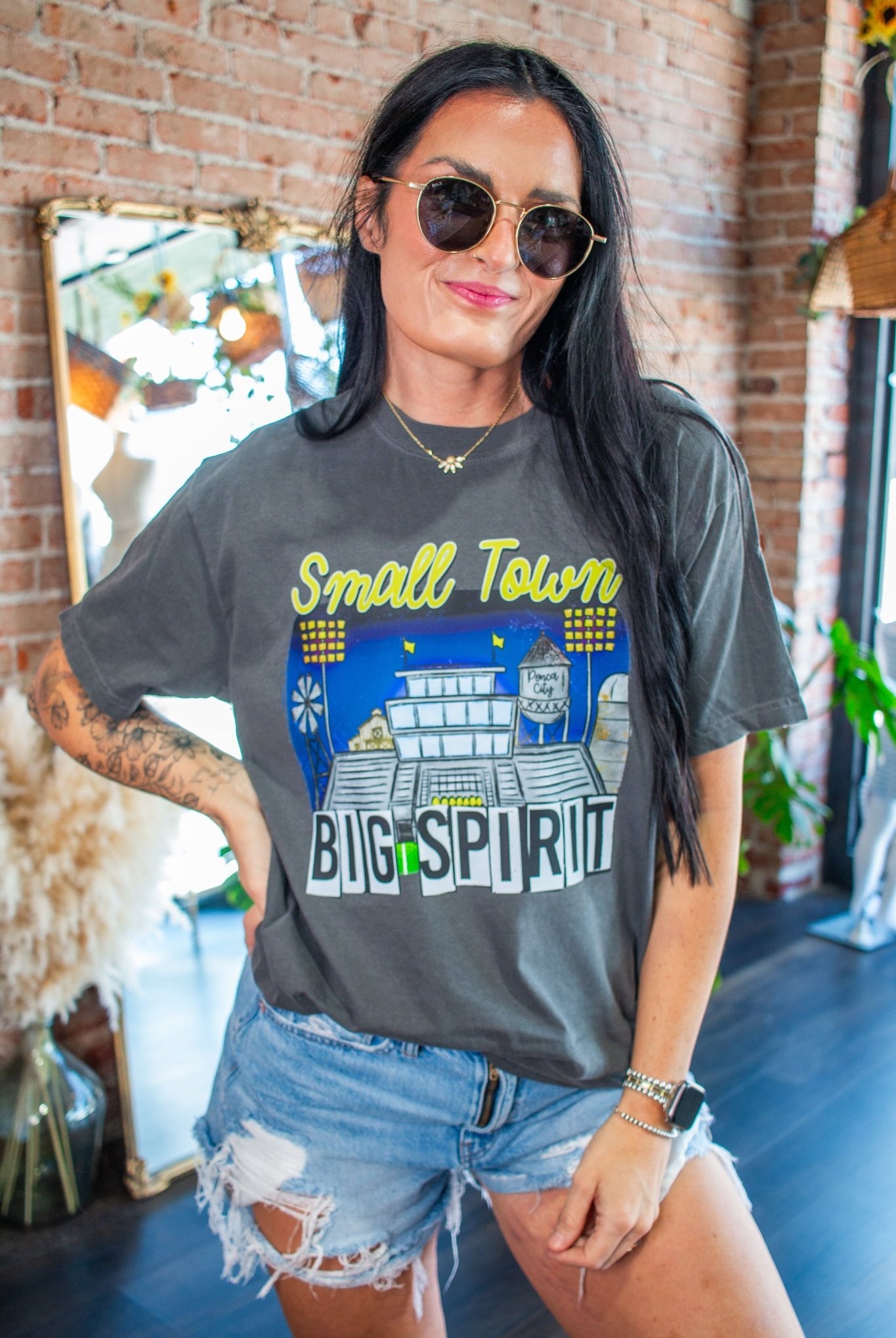 Custom Small Town Big Spirit Tee | Personalized Hometown Graphic Shirt - Southern Chic Tees & Boutique