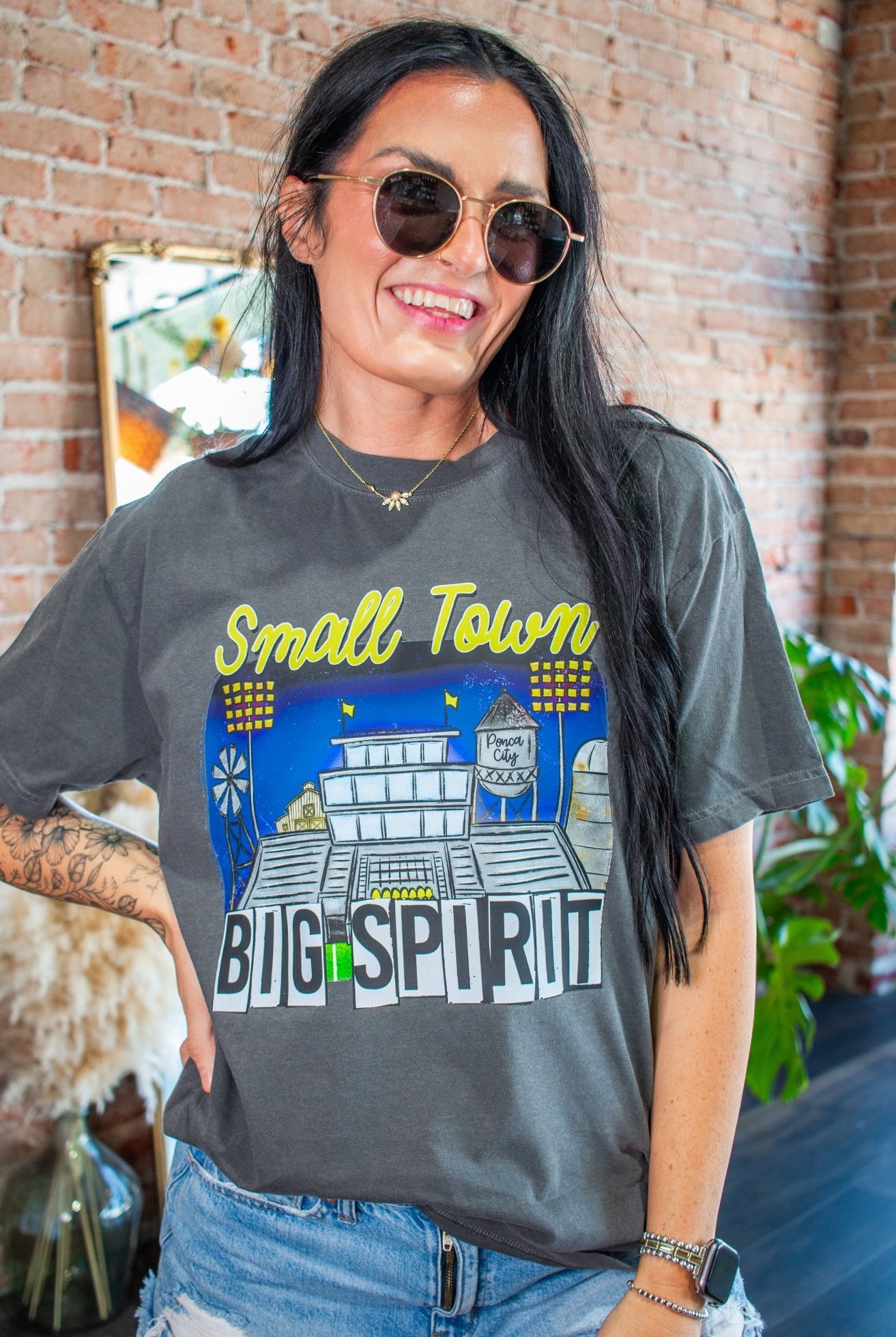 Custom Small Town Big Spirit Tee | Personalized Hometown Graphic Shirt - Southern Chic Tees & Boutique