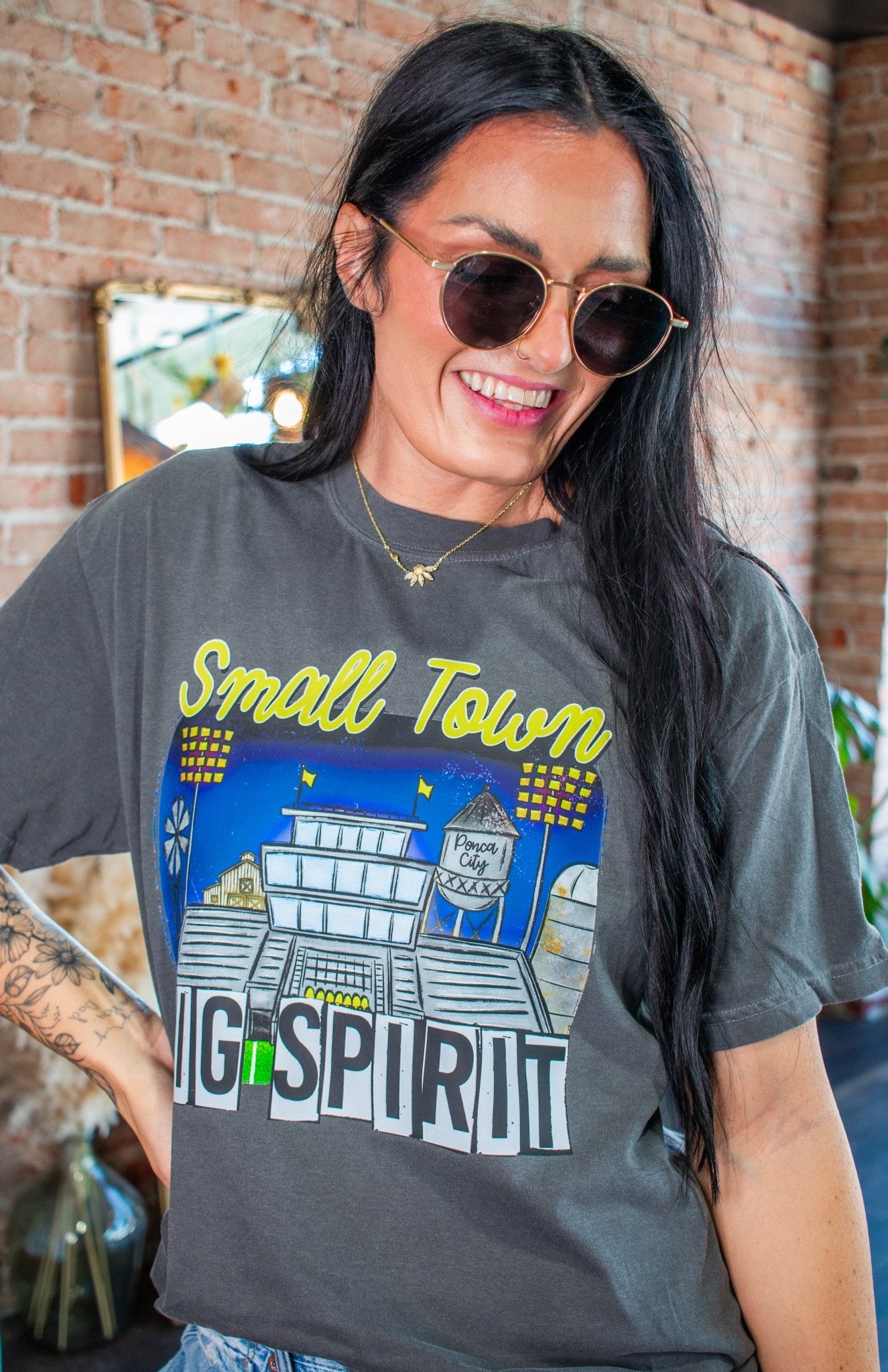 Custom Small Town Big Spirit Tee | Personalized Hometown Graphic Shirt - Southern Chic Tees & Boutique