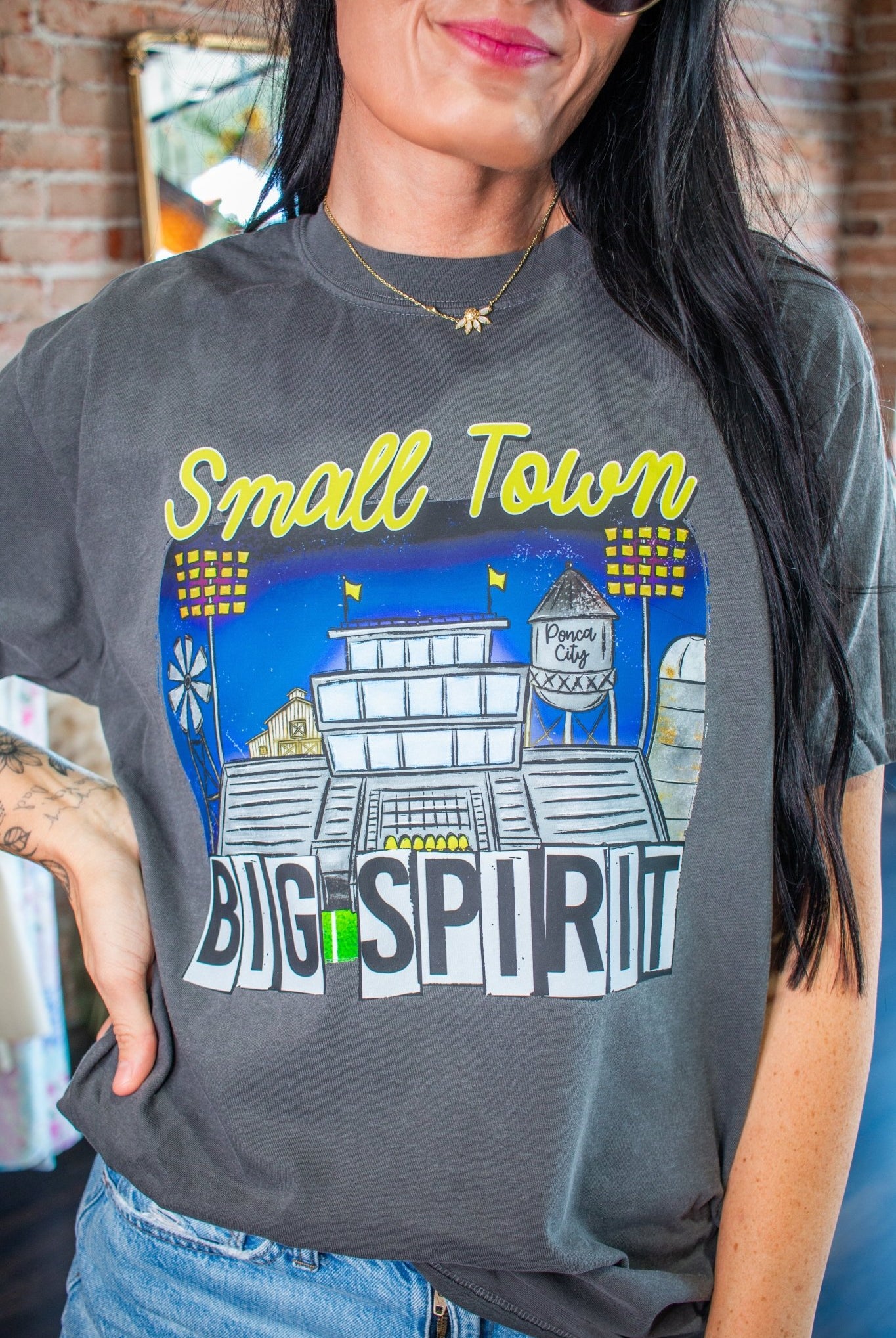 Custom Small Town Big Spirit Tee | Personalized Hometown Graphic Shirt - Southern Chic Tees & Boutique
