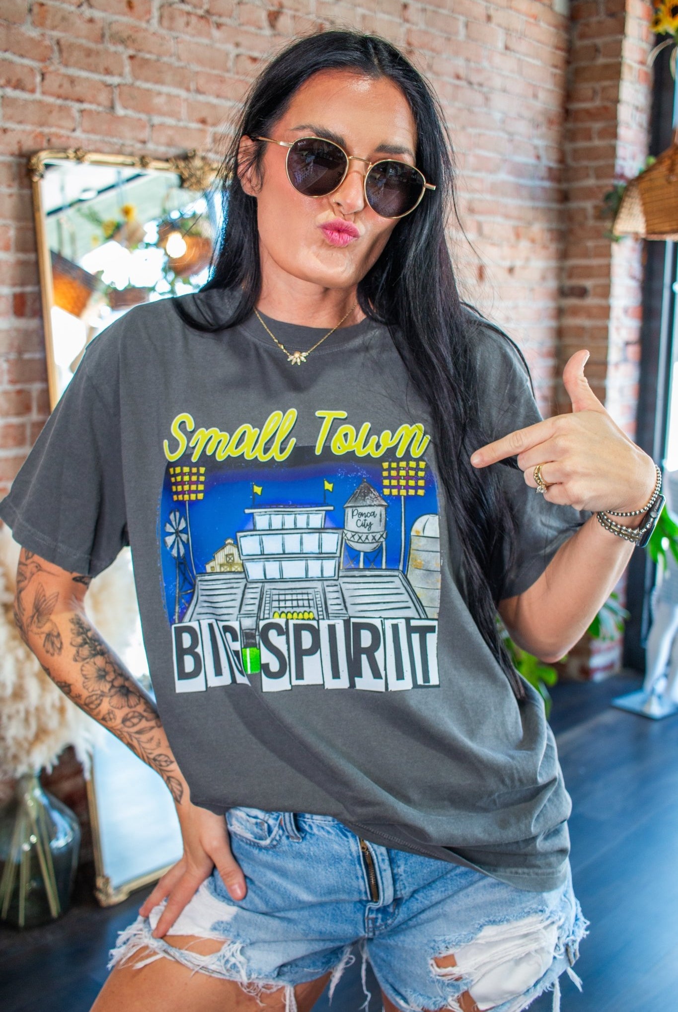 Custom Small Town Big Spirit Tee | Personalized Hometown Graphic Shirt - Southern Chic Tees & Boutique