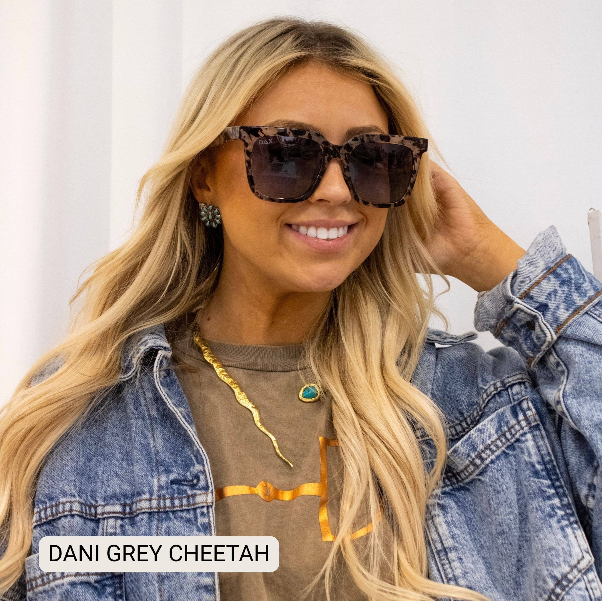 Dani- Women’s Square Sunglasses – Oversized : Grey Cheetah - Southern Chic Tees & Boutique