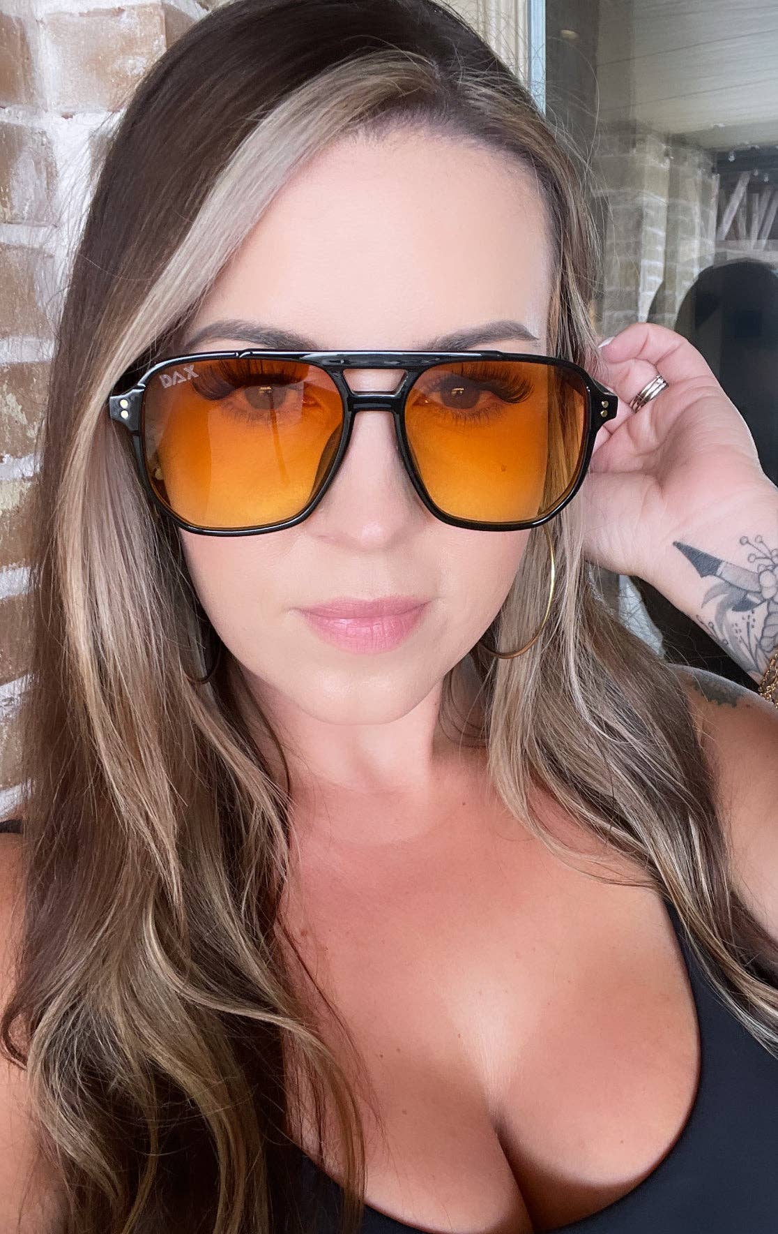 DAX Skye - Unisex Oversized Aviator: Amber - Southern Chic Tees & Boutique