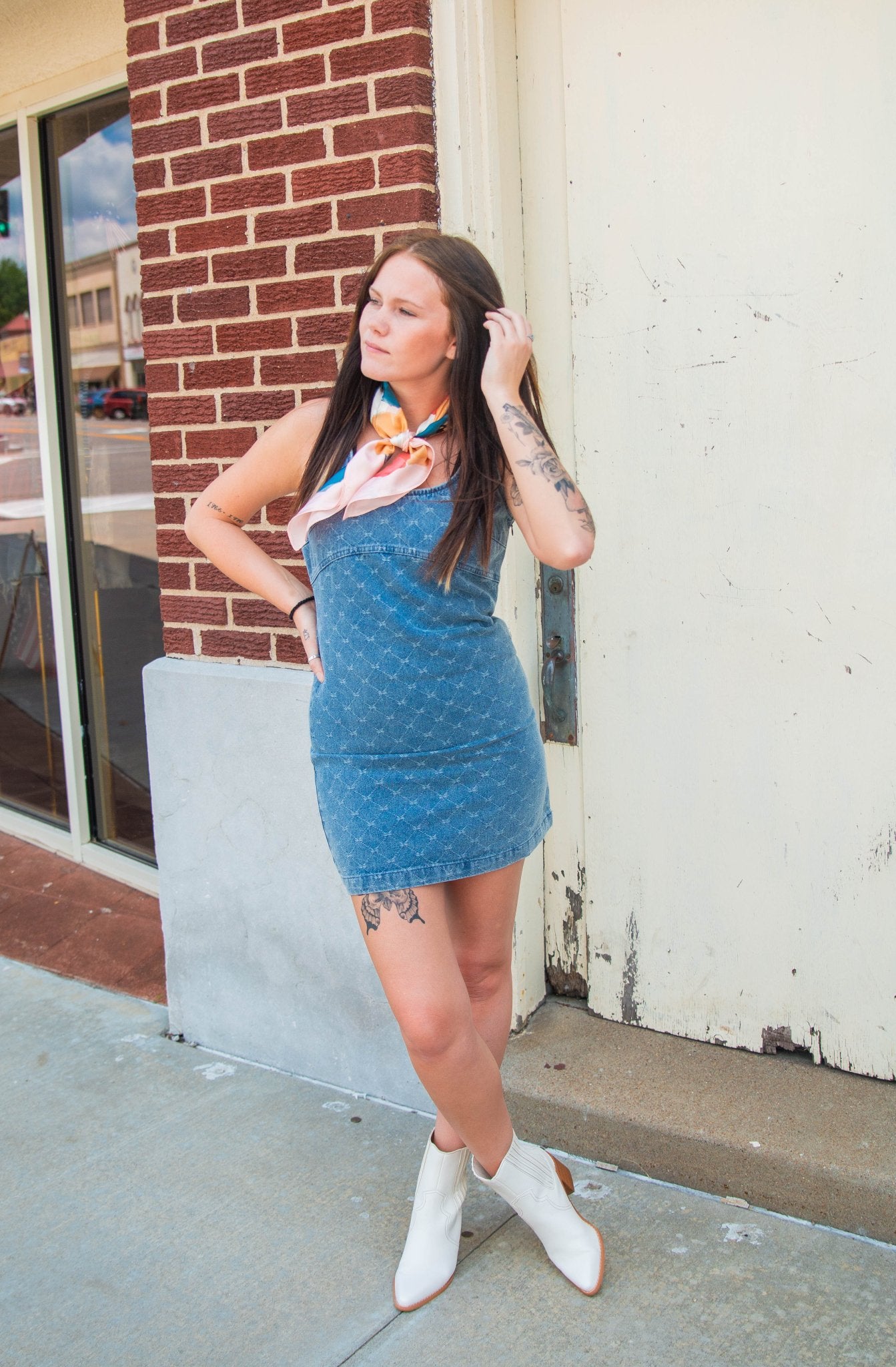 Denim Bow Mini Dress - Southern Chic Tees & Boutique