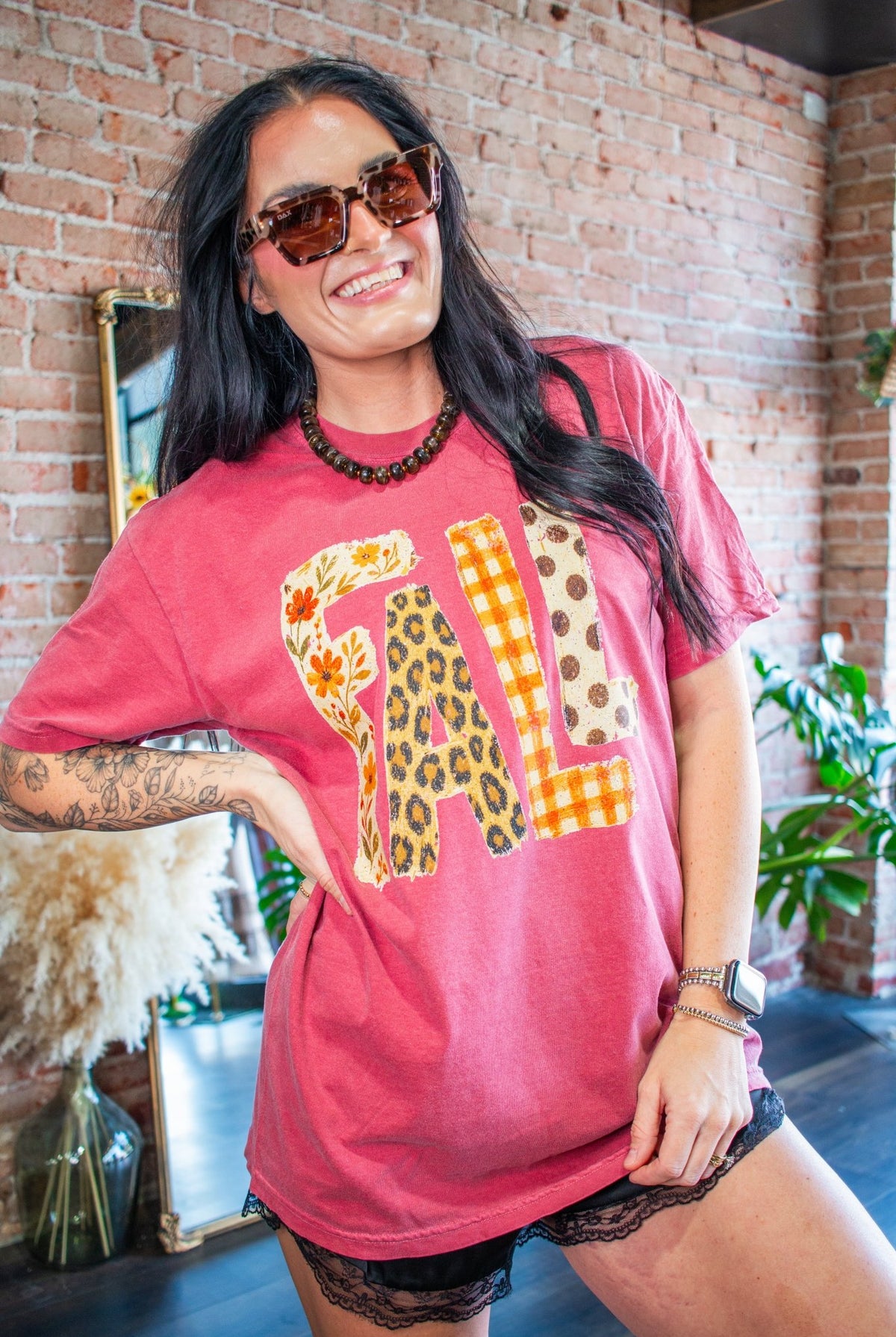 Fall In Love Mixed Pattern Comfort Colors Graphic Tee - Southern Chic Tees & Boutique