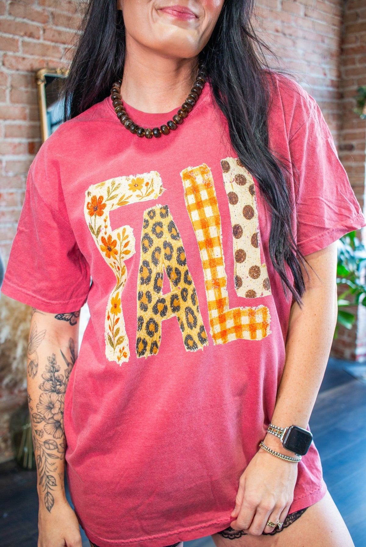Fall In Love Mixed Pattern Comfort Colors Graphic Tee - Southern Chic Tees & Boutique