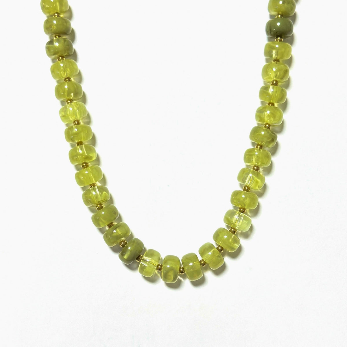 Fall Marble Beaded Statement Necklace Waterproof: Olive Swirl- Barrel - Southern Chic Tees & Boutique