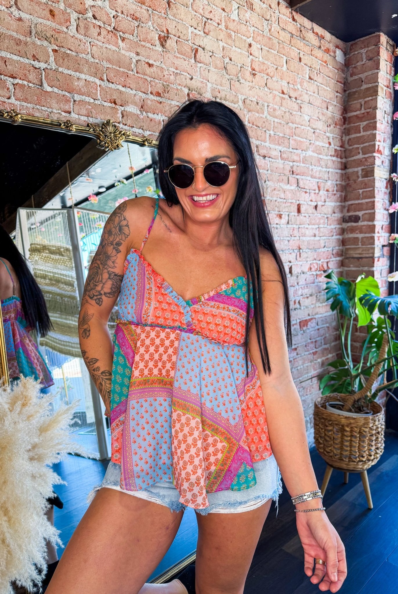 Free Spirit Boho Patchwork Peplum Cami Tank - Southern Chic Tees & Boutique