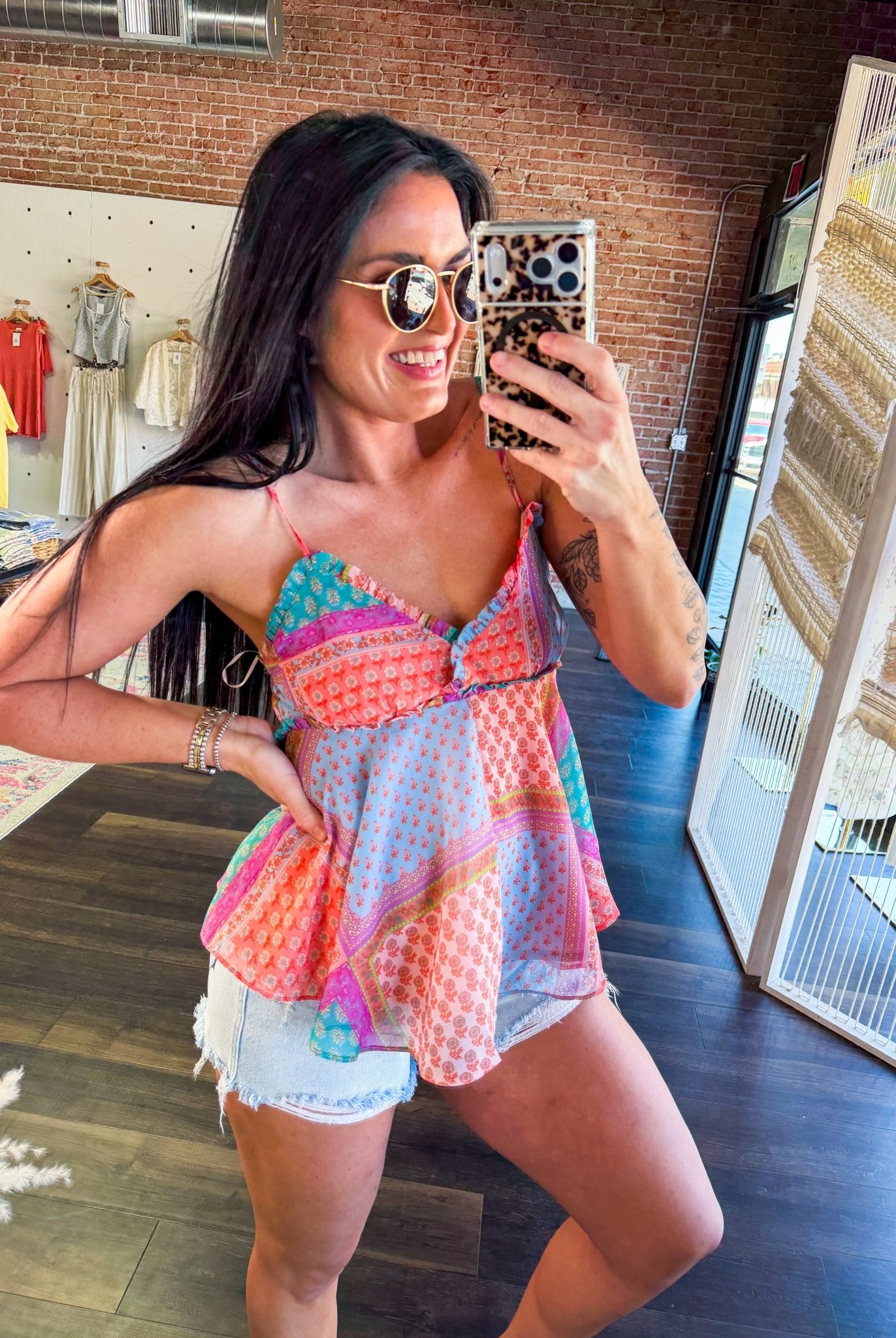 Free Spirit Boho Patchwork Peplum Cami Tank - Southern Chic Tees & Boutique