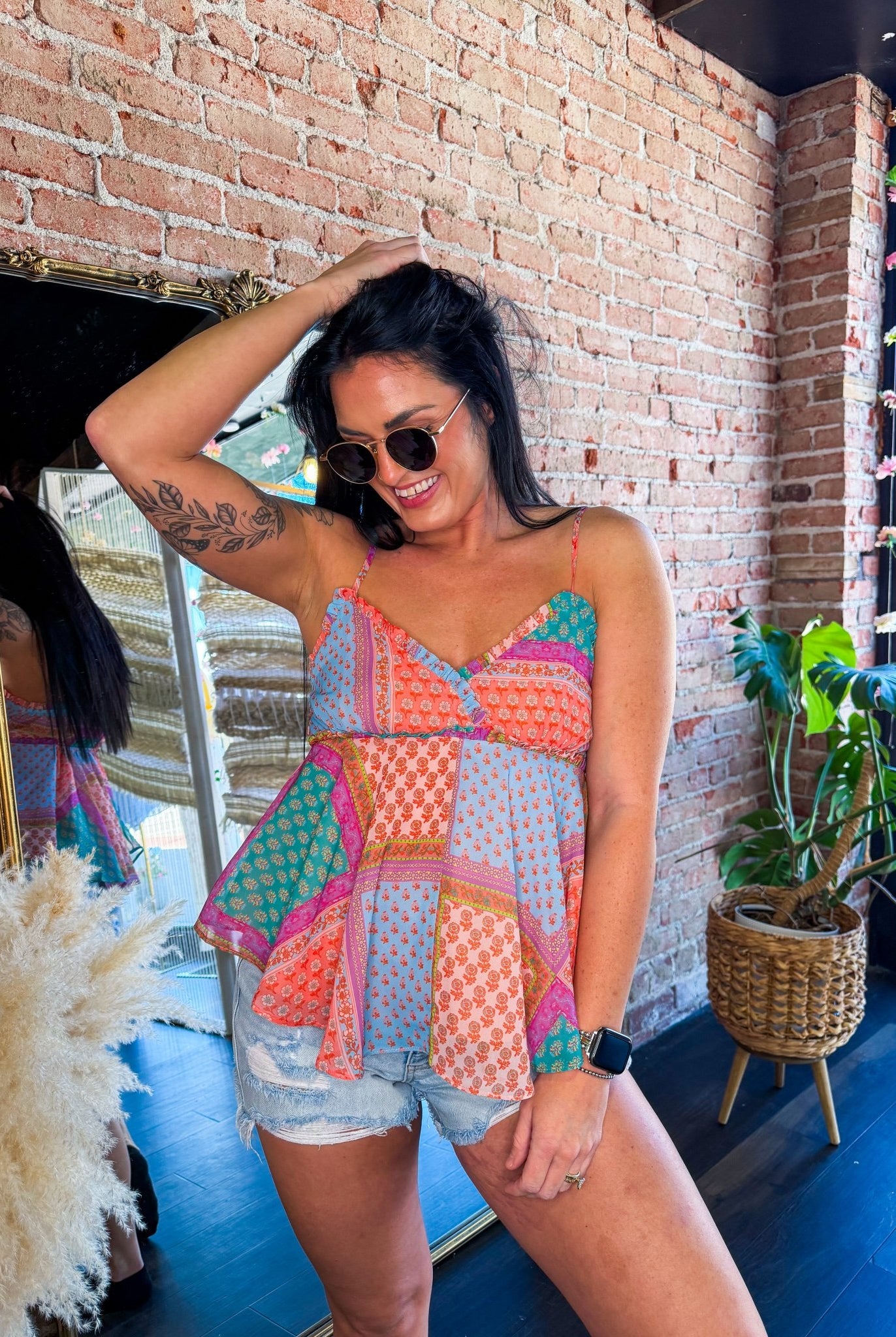 Free Spirit Boho Patchwork Peplum Cami Tank - Southern Chic Tees & Boutique