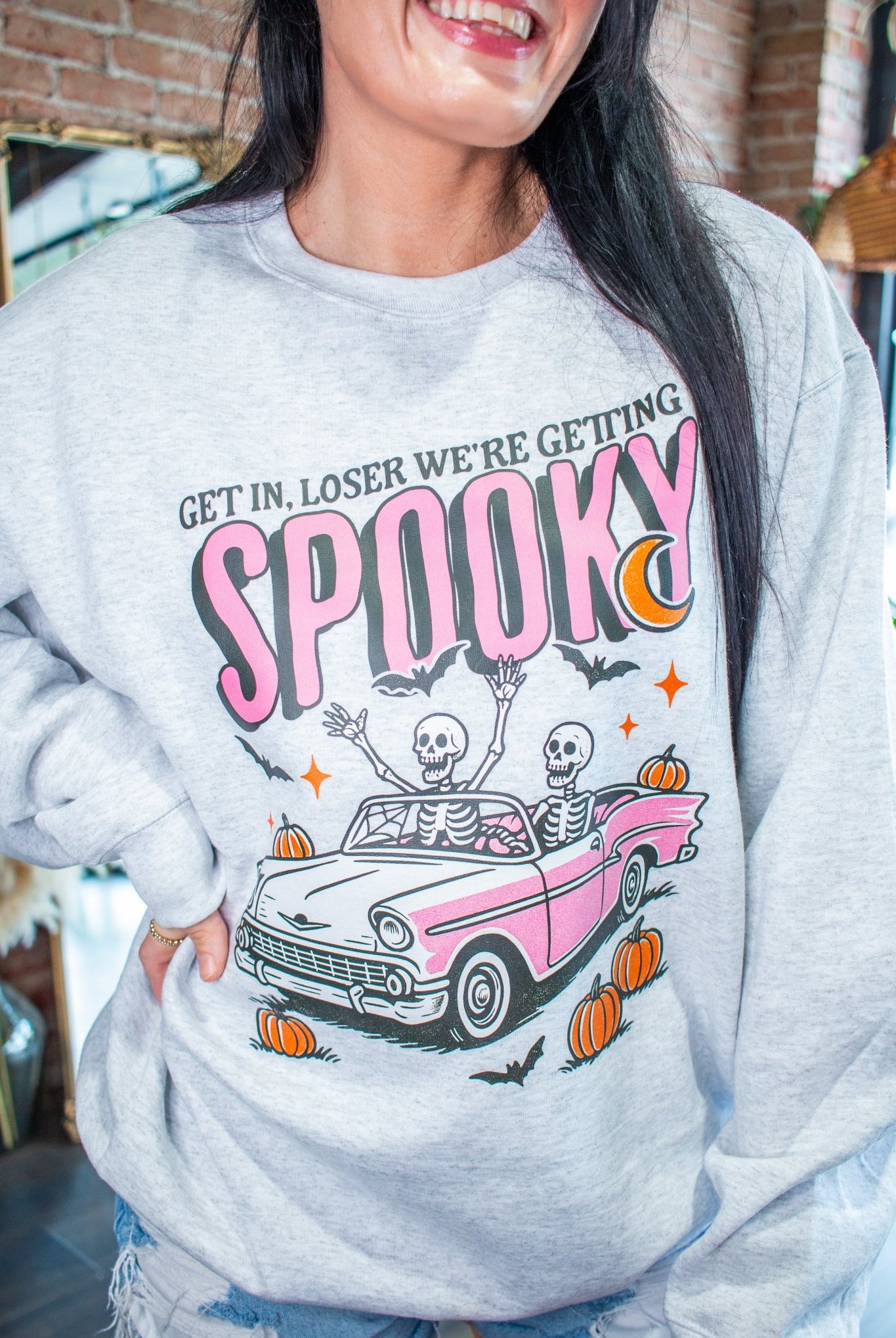 Get In Loser, We're Getting Spooky Retro Graphic Sweatshirt - Southern Chic Tees & Boutique